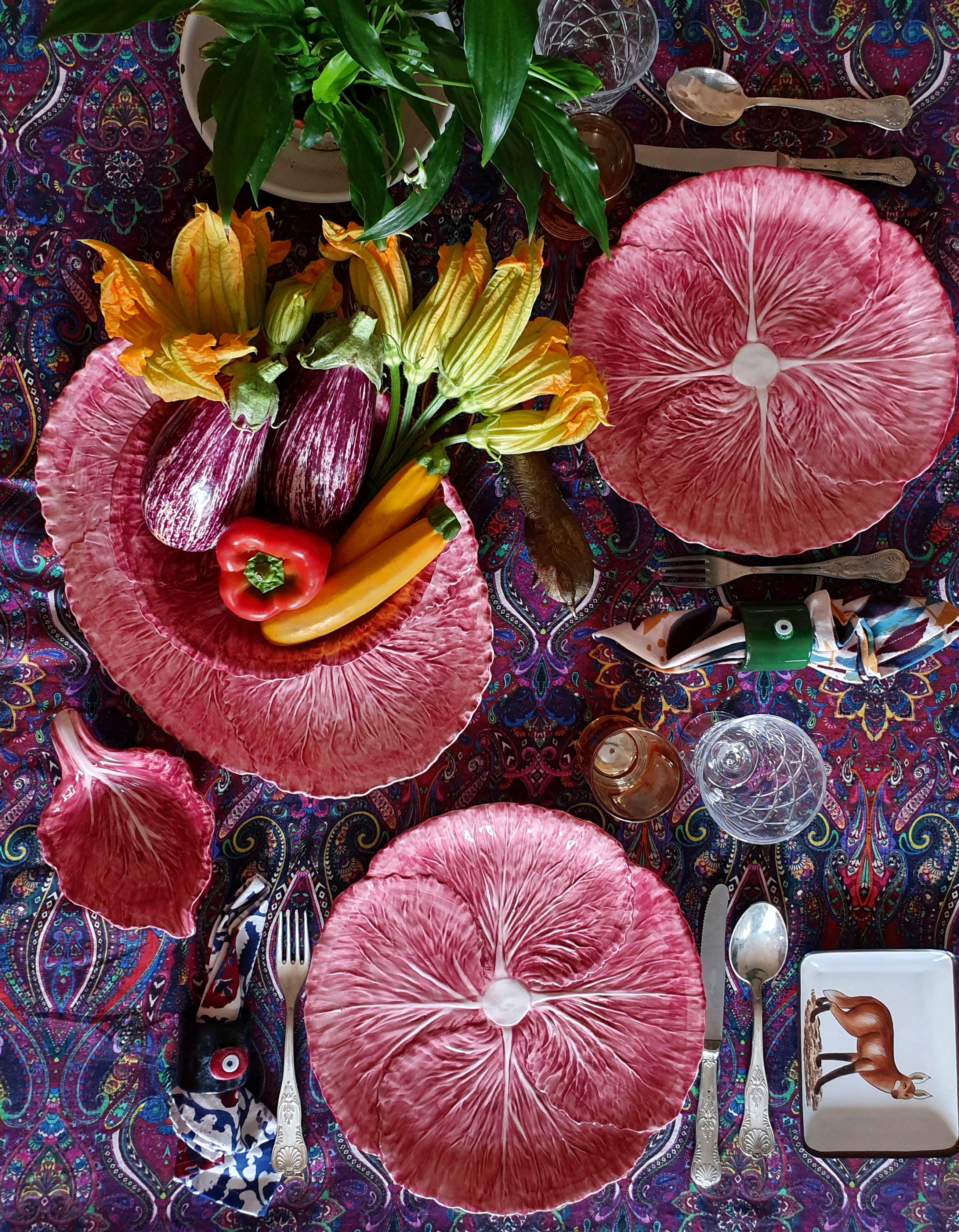 Bandeja para servir de cerámica pintada a mano Radicchio, Made in Italy Italiano en venta
