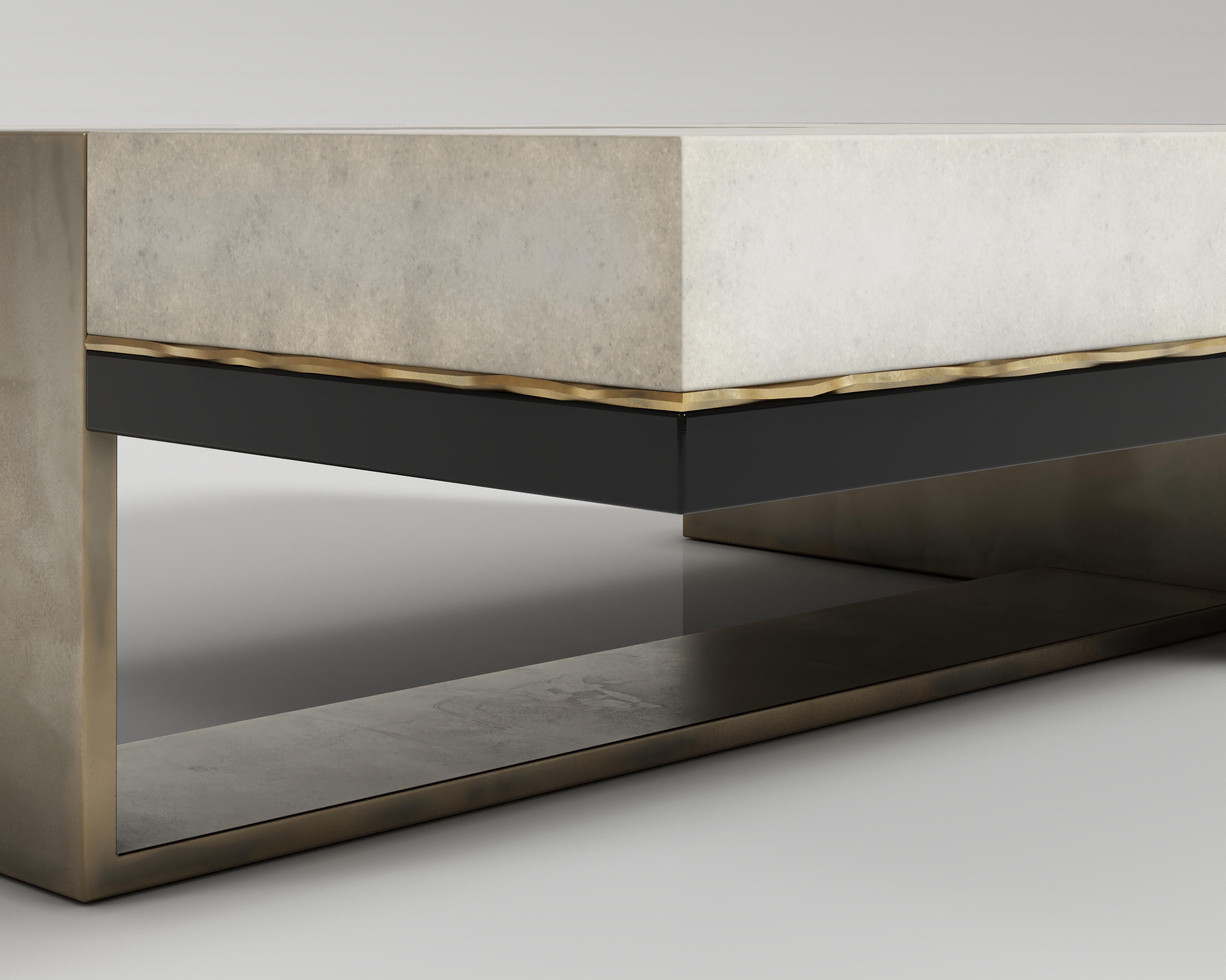 Radice Coffee Table in Goat Skin and Patina Bronze  In New Condition For Sale In Istanbul, TR