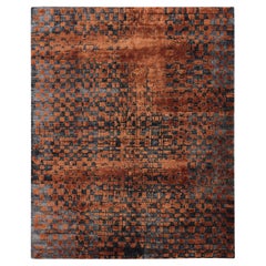 RADIEUX Handgeknüpfter zeitgenössischer Teppich in Rost- und Schwarz-Weiß-Farben von Hand
