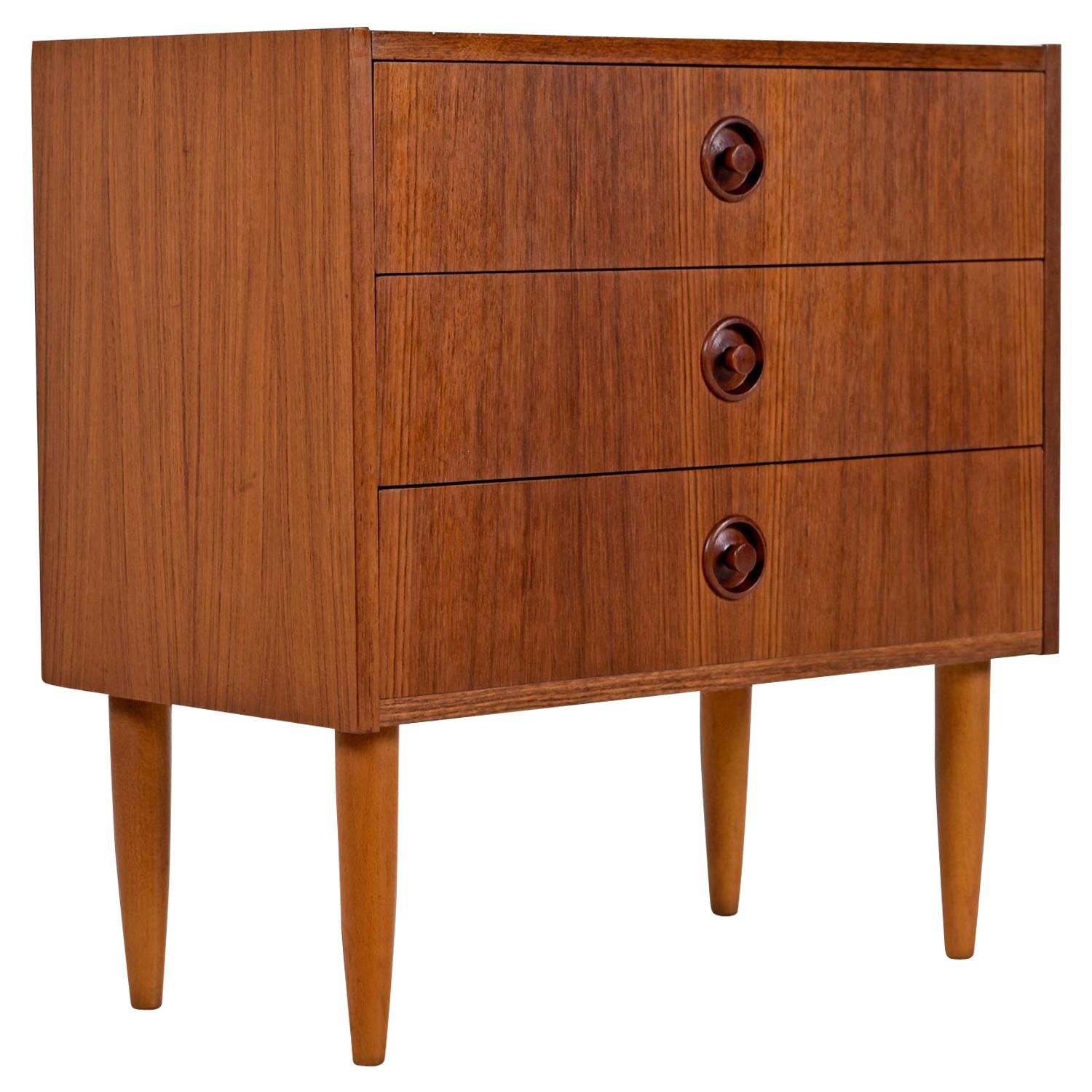 Radio Knob Style Teak Danish Modern Nightstand Chest of Drawers