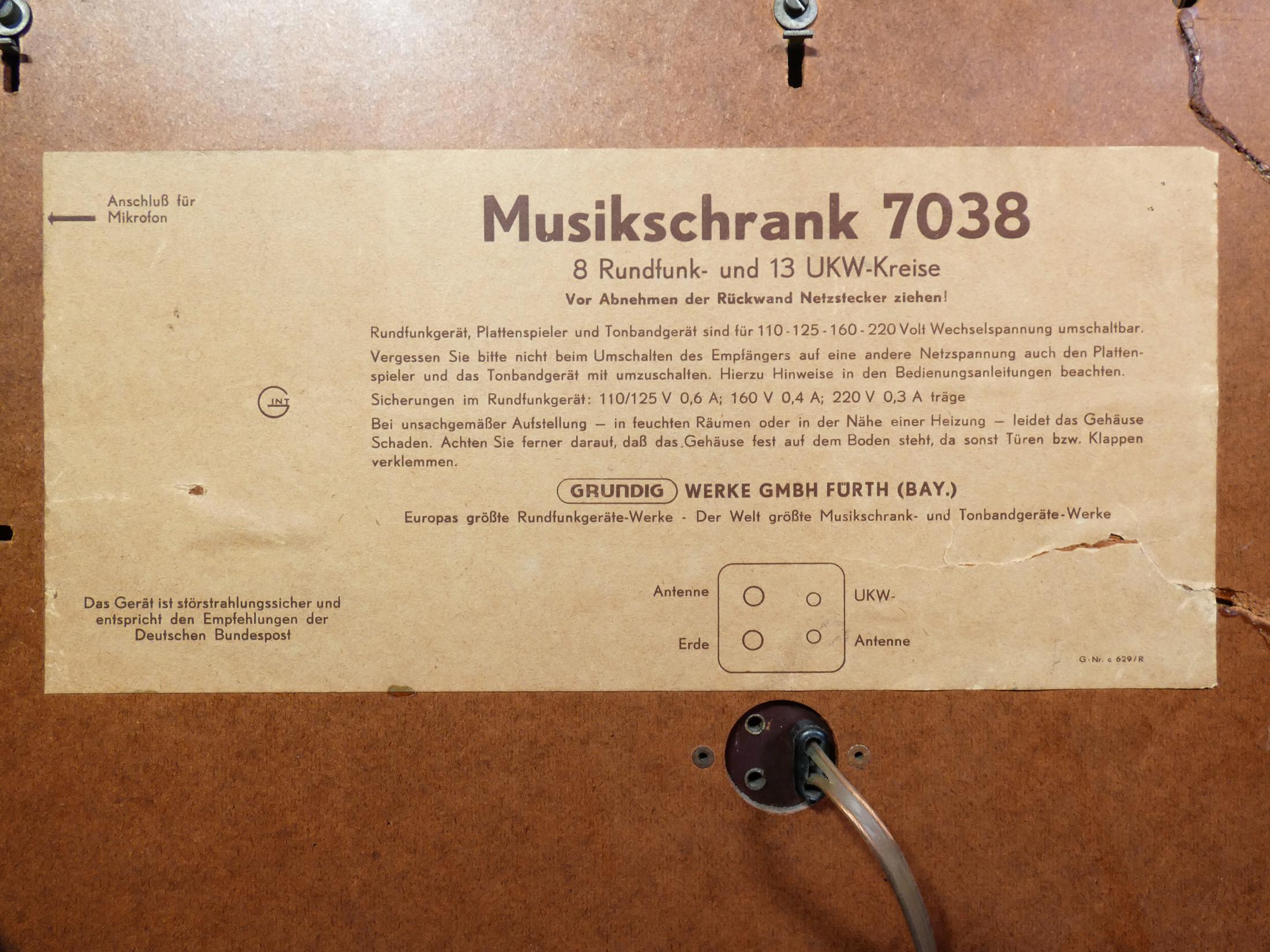 Radio-fono-registratore Grundig Musikschrank 7038, Germania, 1958 6