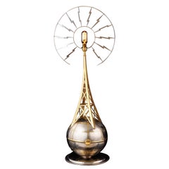 Radio Pictures. By Sam Rush steel and brass lamp honouring a 1920's movies