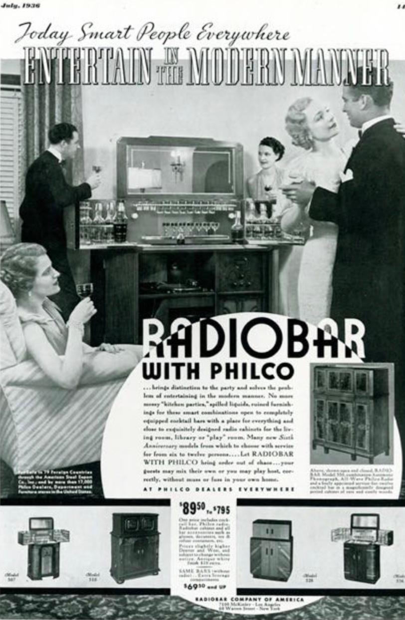 RadioBar Barware Philco Art Deco Bluetooth Adapter Rare Model Art Deco 9