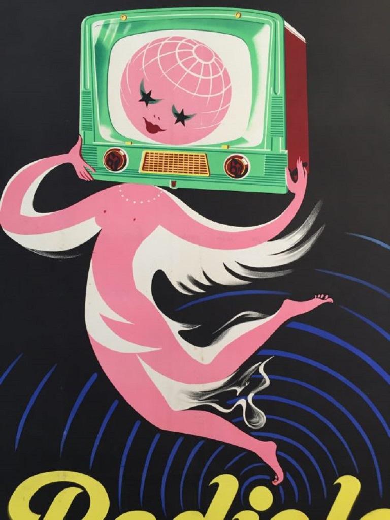 Radiola Pink Original Vintage Poster In Excellent Condition In Melbourne, Victoria