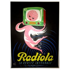 Radiola - Affiche vintage d'origine rose