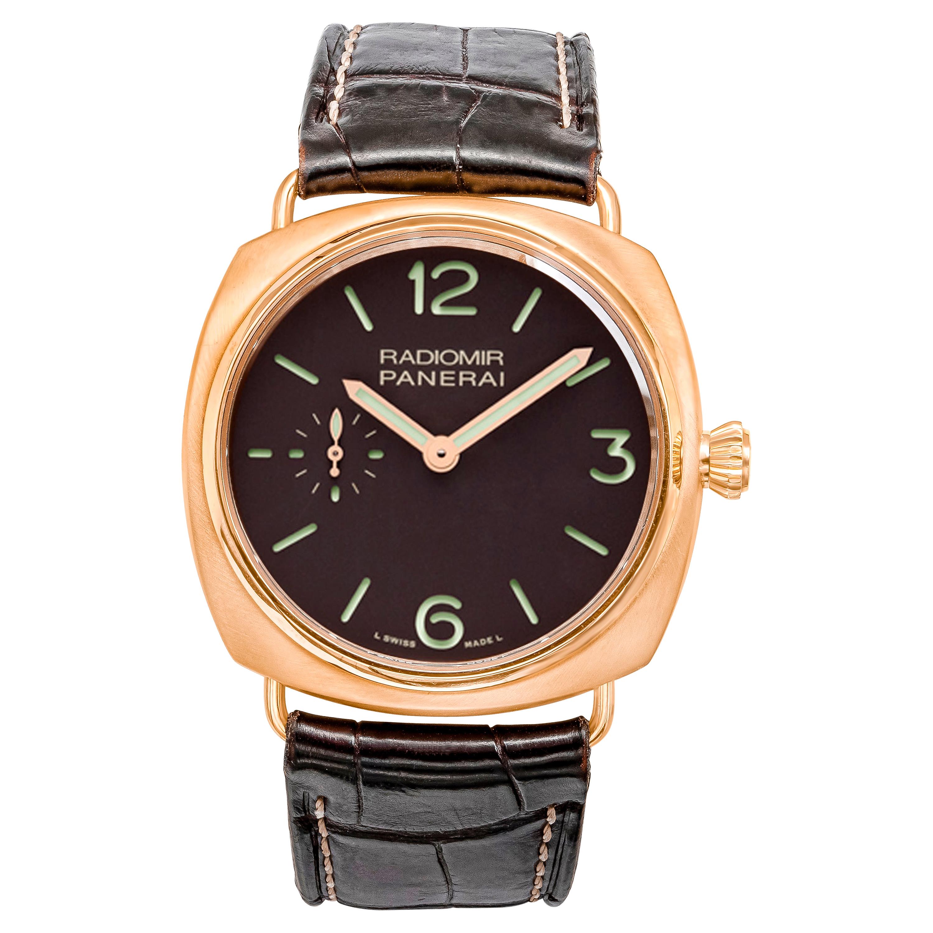 Radiomir Panerai Rose Gold Oro Rosso Mechanical Wristwatch Ref PAM00336 For Sale