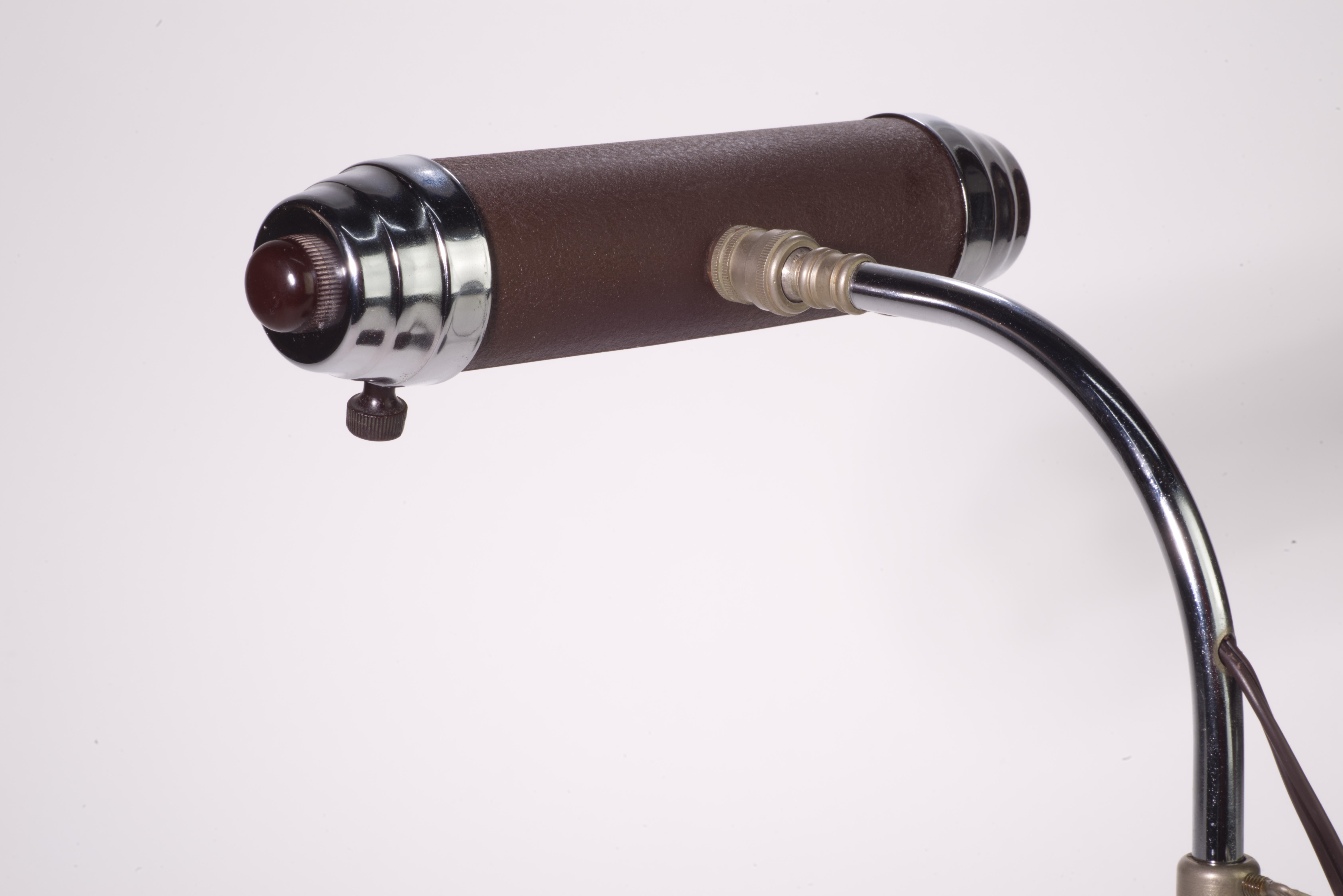 Steel Radionic Trans Co. Bankers Lamp For Sale