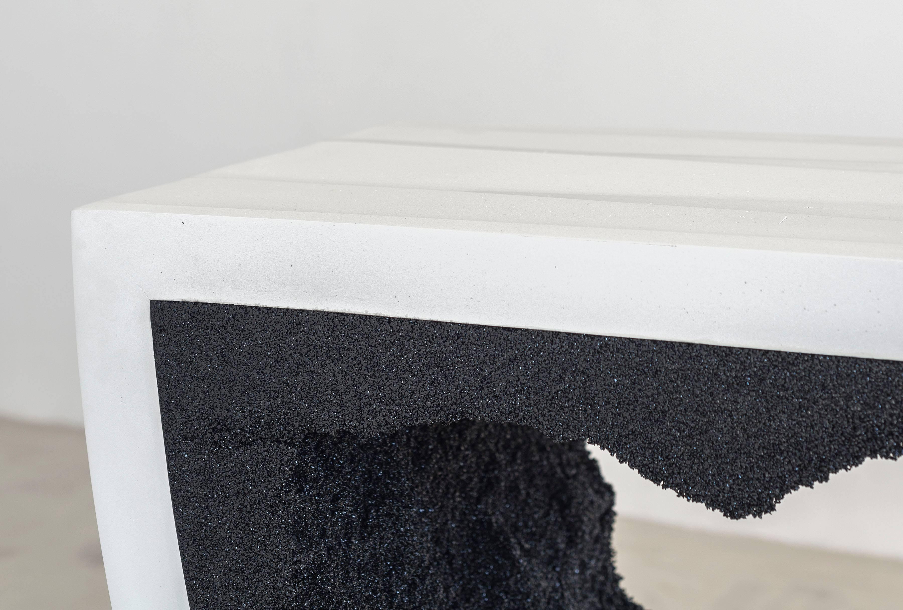 Radius Console, White Cement and Black Silica by Fernando Mastrangelo In New Condition For Sale In Brooklyn, NY