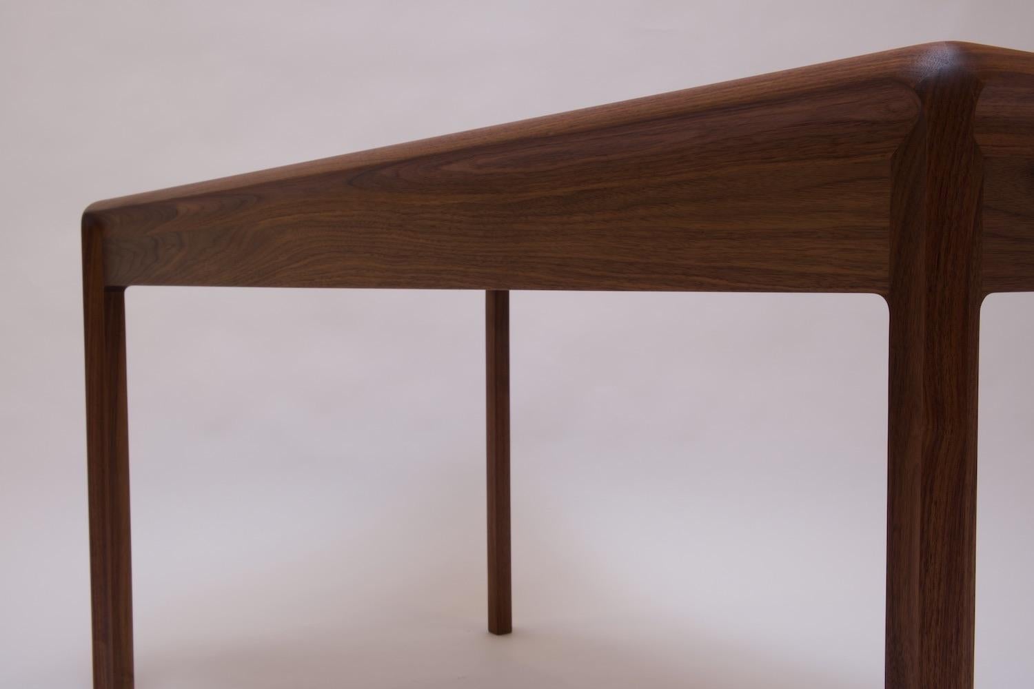 Modern Radius Cutaway Walnut Desk with Drawers For Sale
