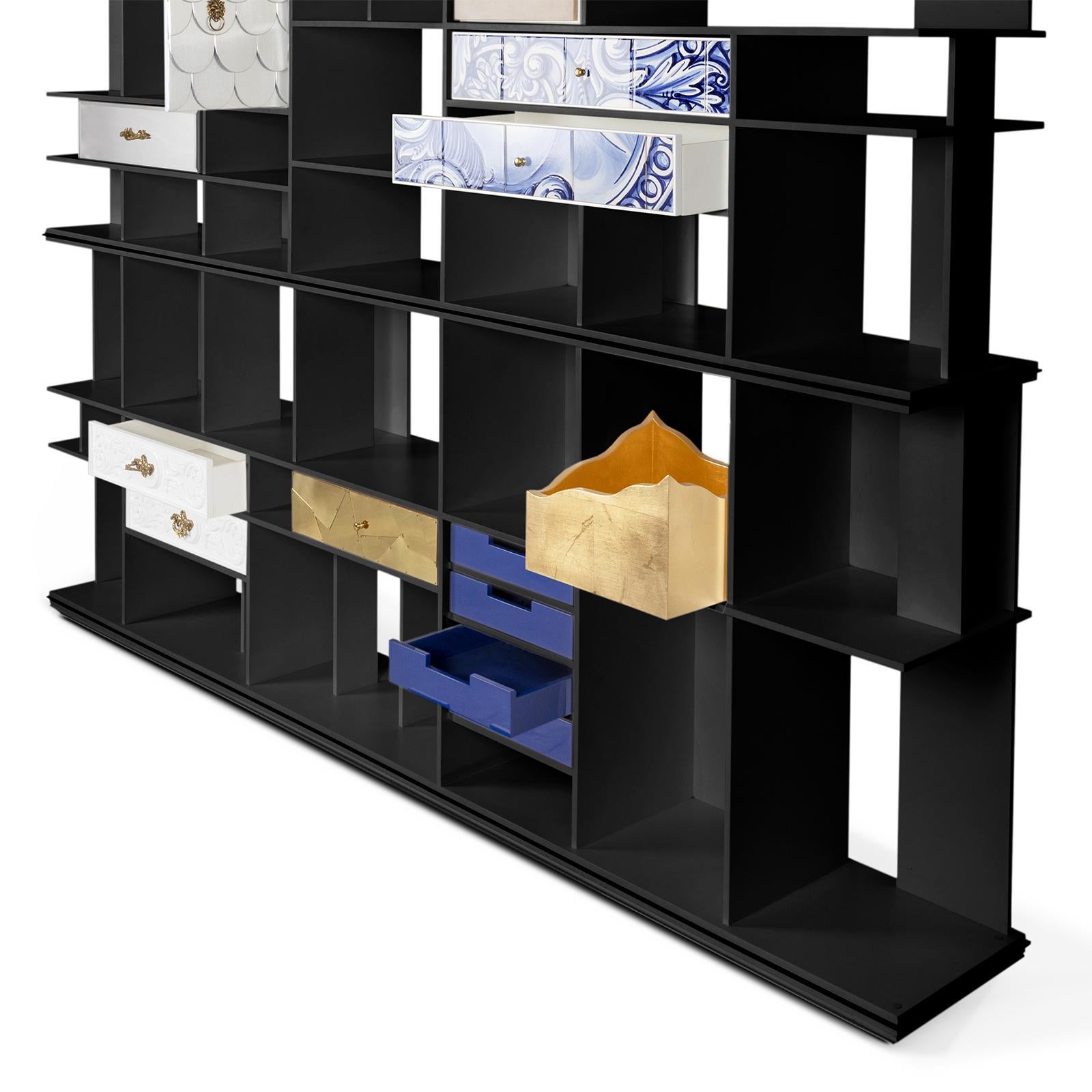 Radius Designiertes schwarzes Bücherregal (Keramik) im Angebot