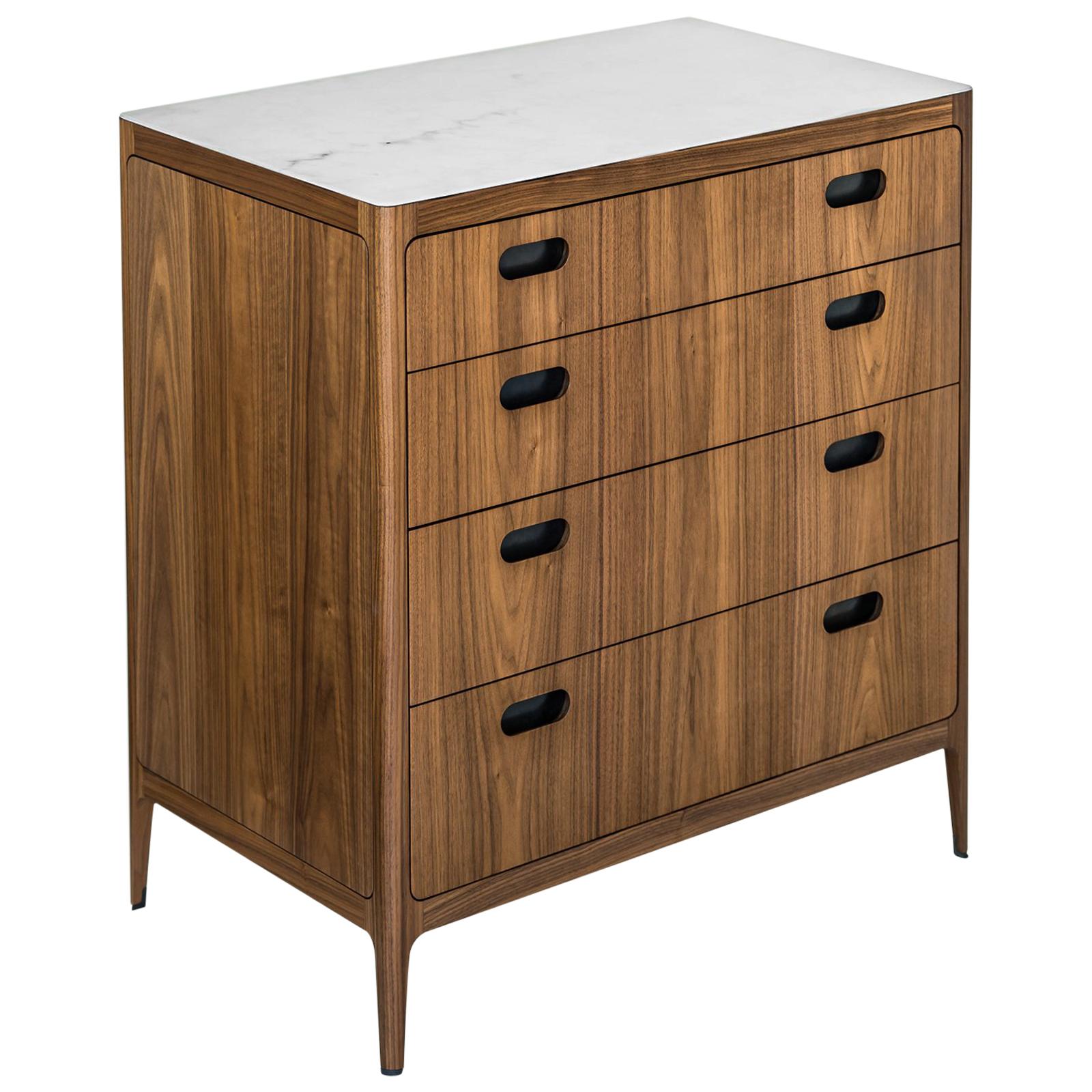 Customizable Four-Drawer Dresser from Munson Furniture in Walnut  For Sale