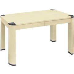 "Radius Leg Writing Desk" in Lacquered Goatskin by Karl Springer