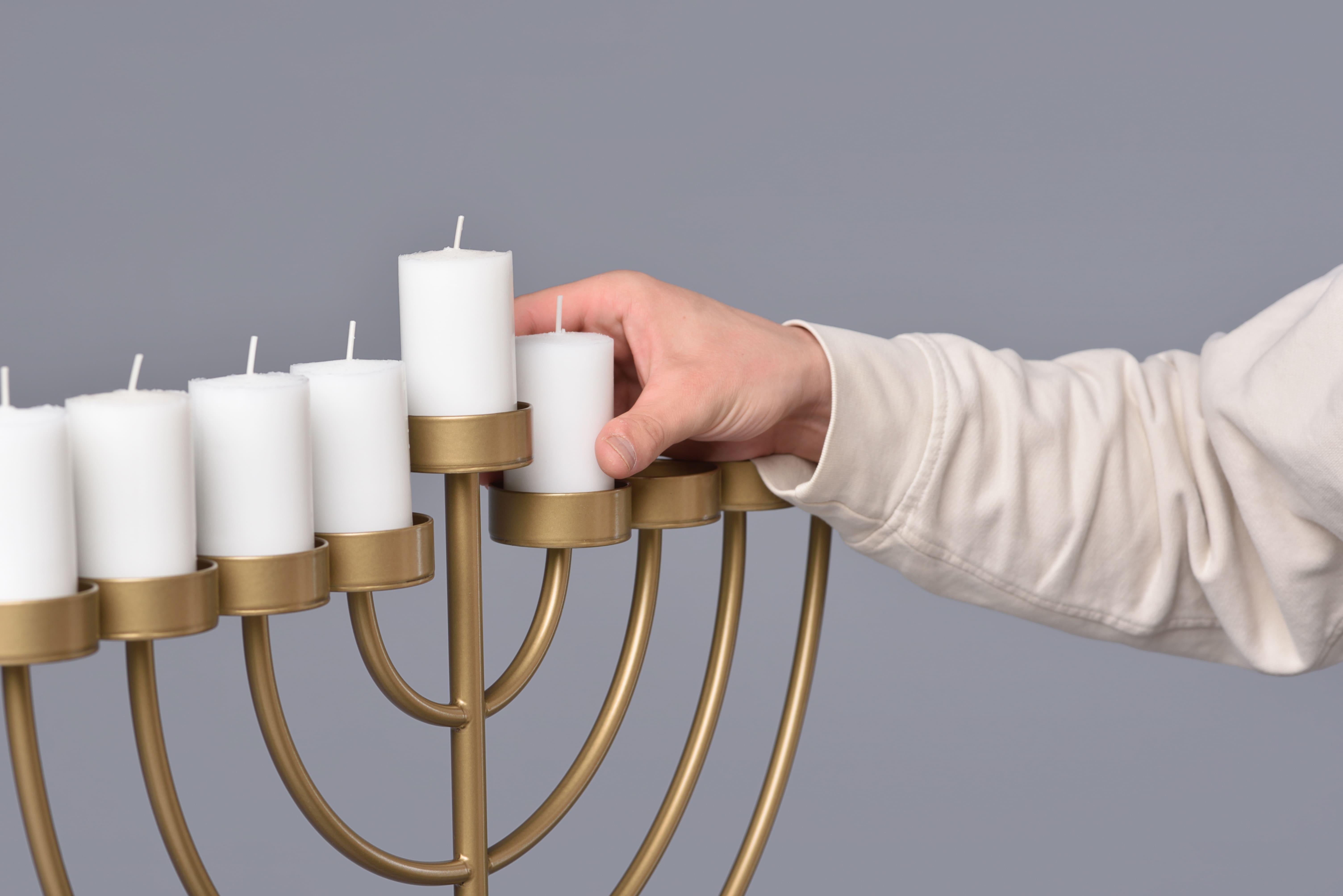Powder-Coated RADIUS Menorah, floor standing candleholders (130cm) by oitoproducts For Sale
