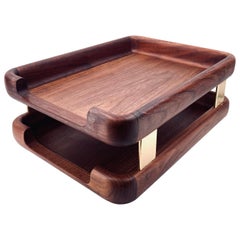 Woodline 6500 Double Letter Desk Tray in Walnut and Brass