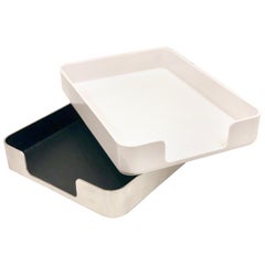 Radius One Double Letter Tray by William Sklaroff in Chrome & White Plastic