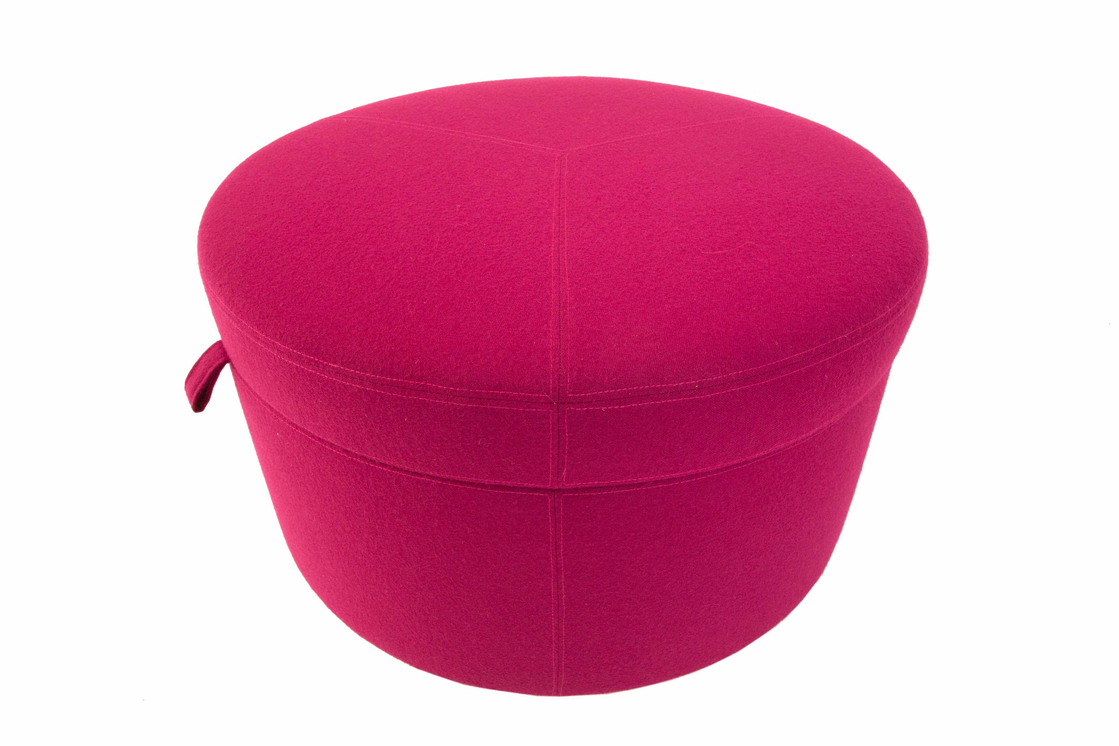 hot pink round ottoman