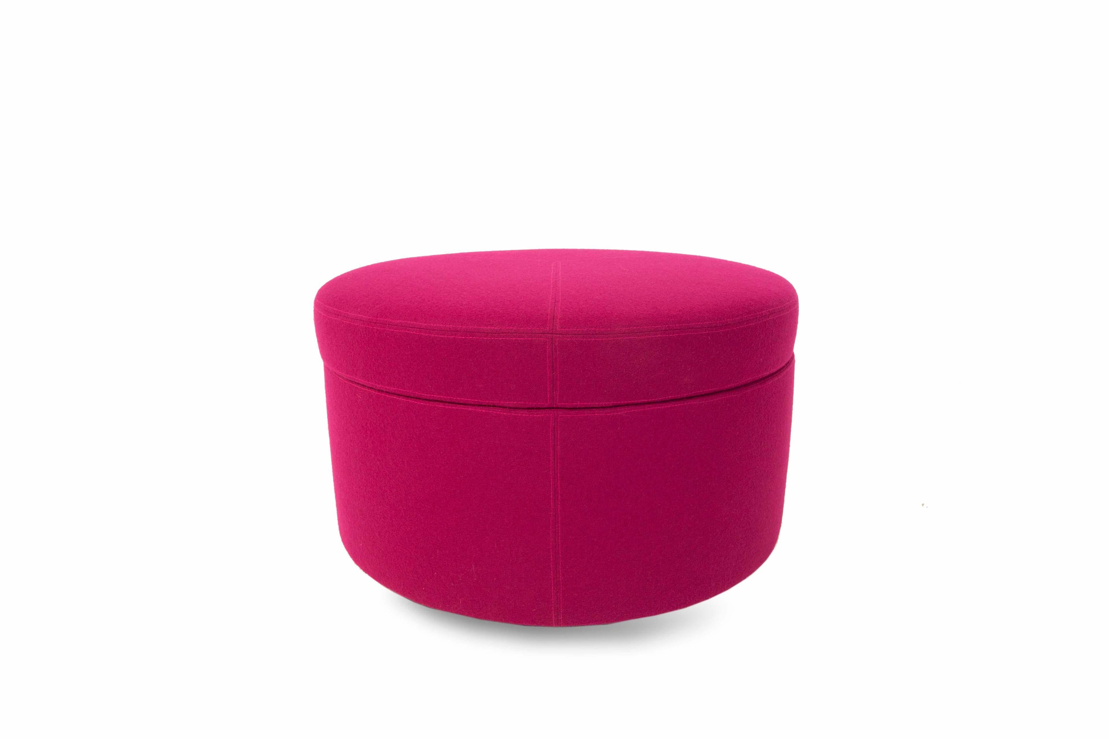 Other Radius Storage Ottoman-Pink, Round, Casters, Upholstered, Bedroom, Living room For Sale