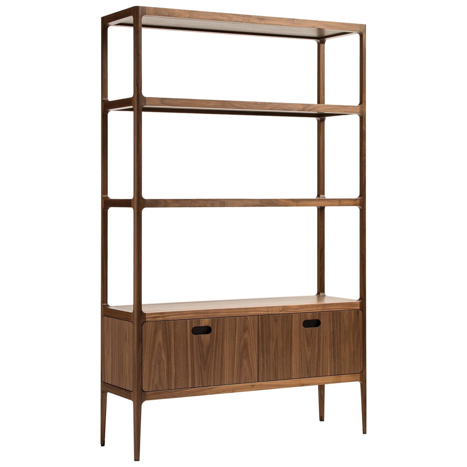 Customizable Étagère with Solid Shelves and Two Drawers by Munson Furniture For Sale