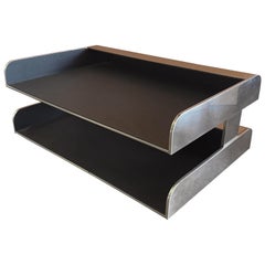 "Radius Two" Double Legal Letter Tray in Chrome by William Sklaroff