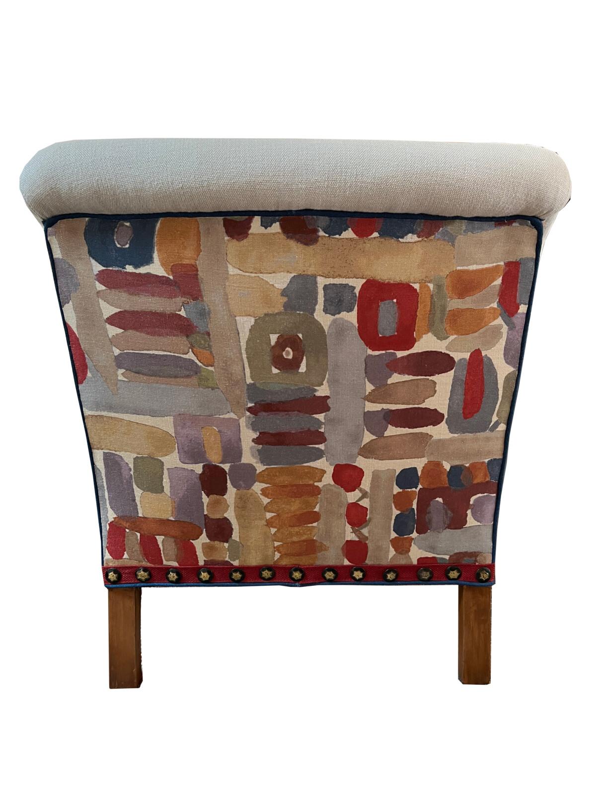 Radnor Chair with Thomas O’Brien fabric on back In Good Condition For Sale In Sag Harbor, NY