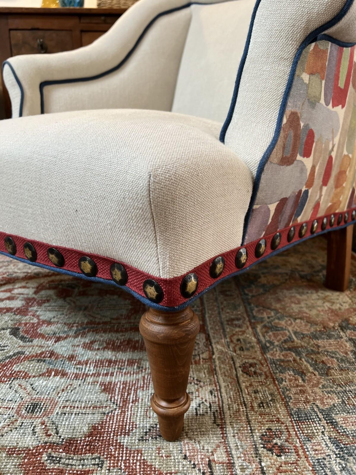 20th Century Radnor Chair with Thomas O’Brien fabric on back For Sale