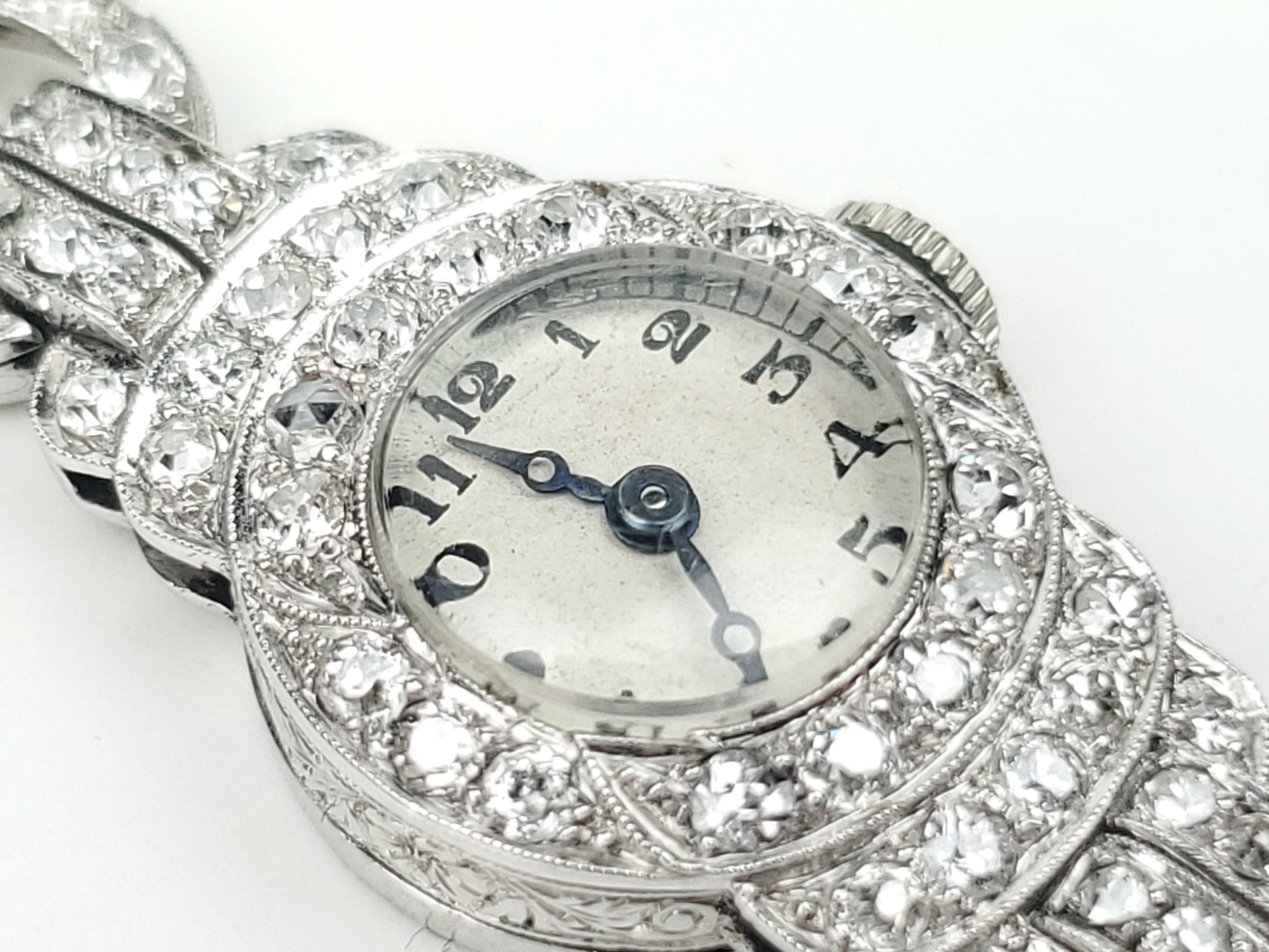 Rado 2.00 Carat Diamond and Platinum Stem Wind Wristwatch In Good Condition For Sale In Bradford, Ontario
