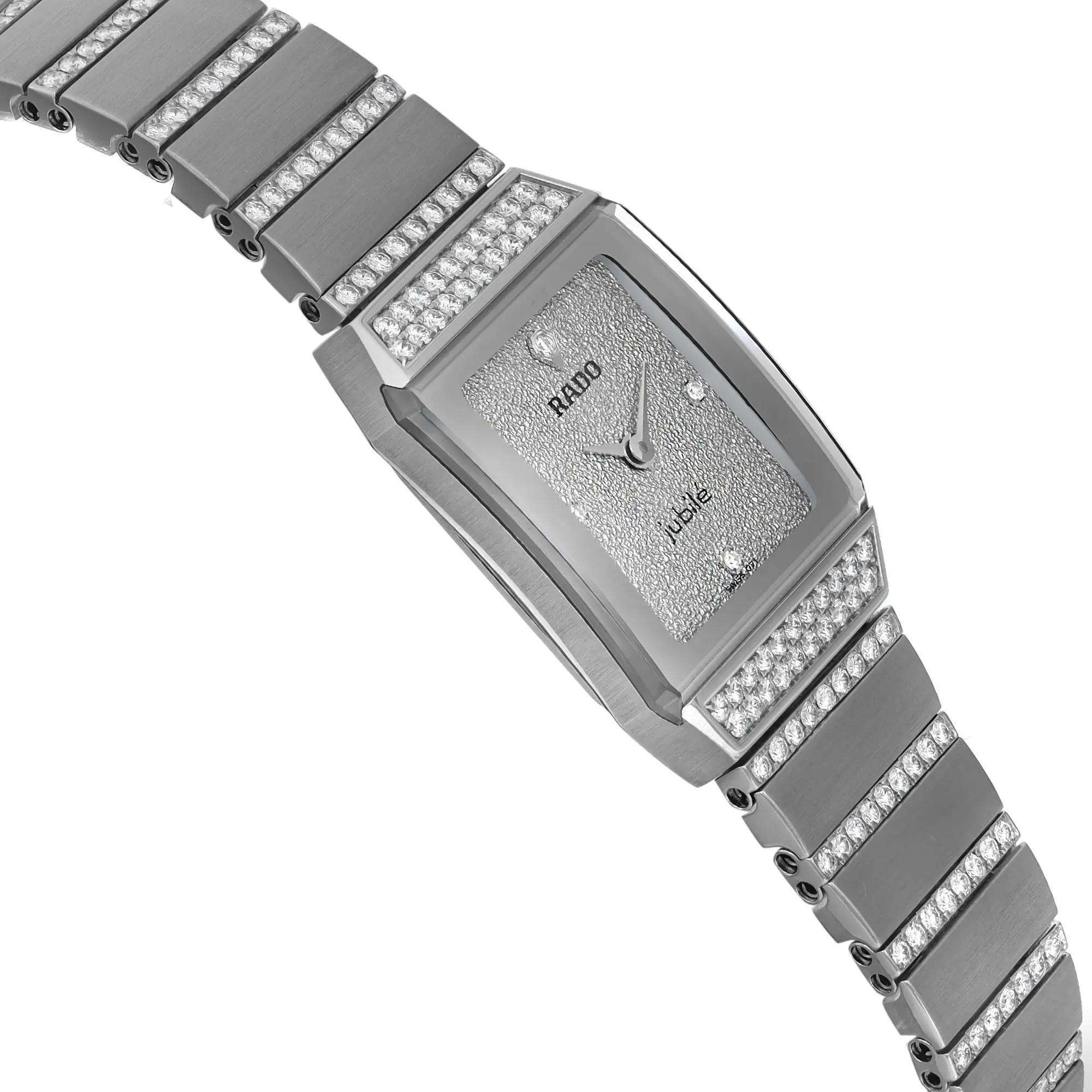 Women's Rado Anatom 18k White Gold Silver Dial Diamonds Quartz Ladies Watch R91168718 For Sale