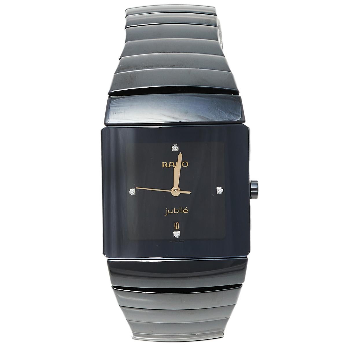 Rado Black Ceramic Jubile 152.0335.3 Men's Wristwatch 30 mm