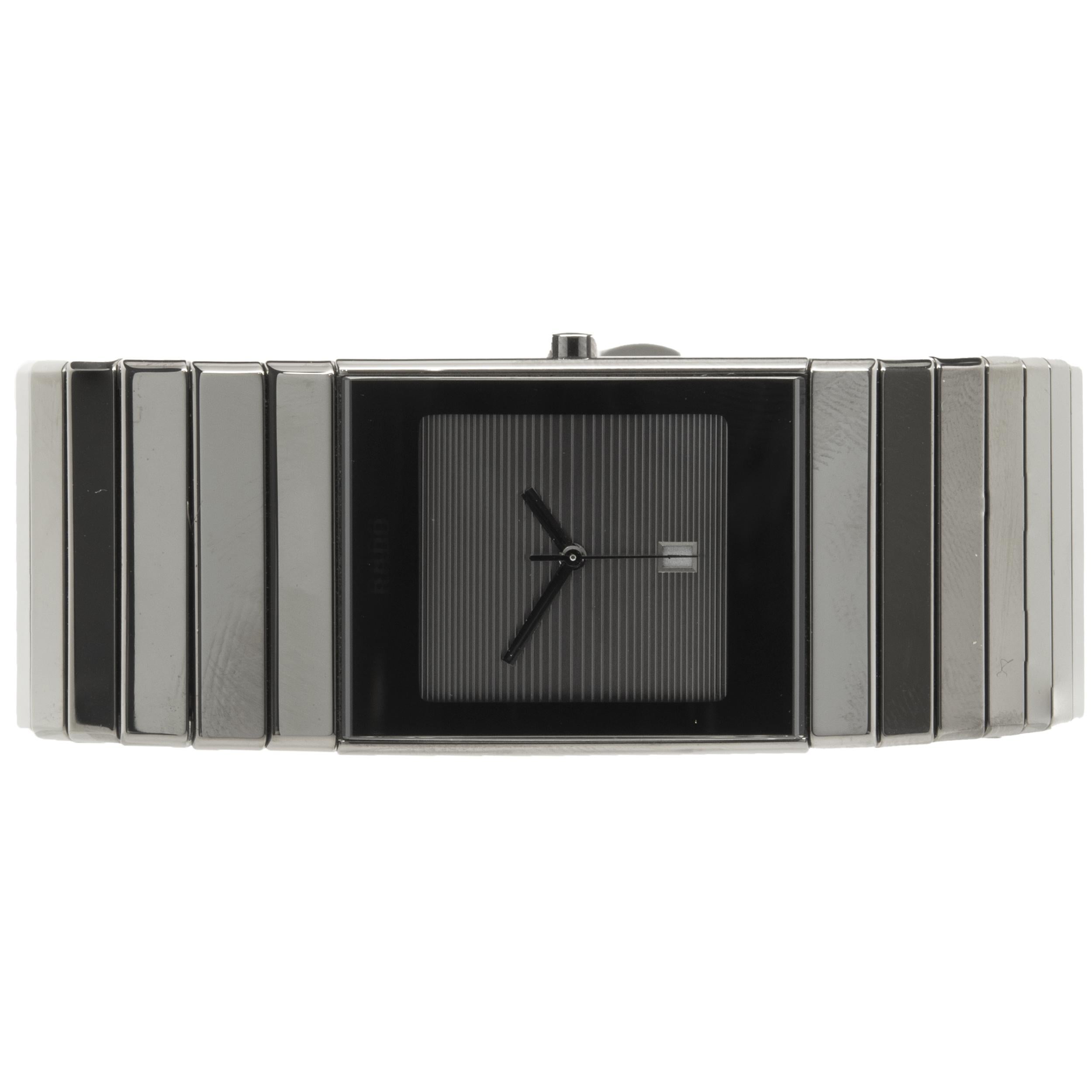 Movement: quartz
Function: hours, minutes, seconds, date
Case: rectangular 32 x 28mm ceramic case
Bracelet: black ceramic link bracelet, deployment clasp
Dial: grey stripe
Reference # 152.04783
Serial # 03376XXX

booklets
Guaranteed to be authentic