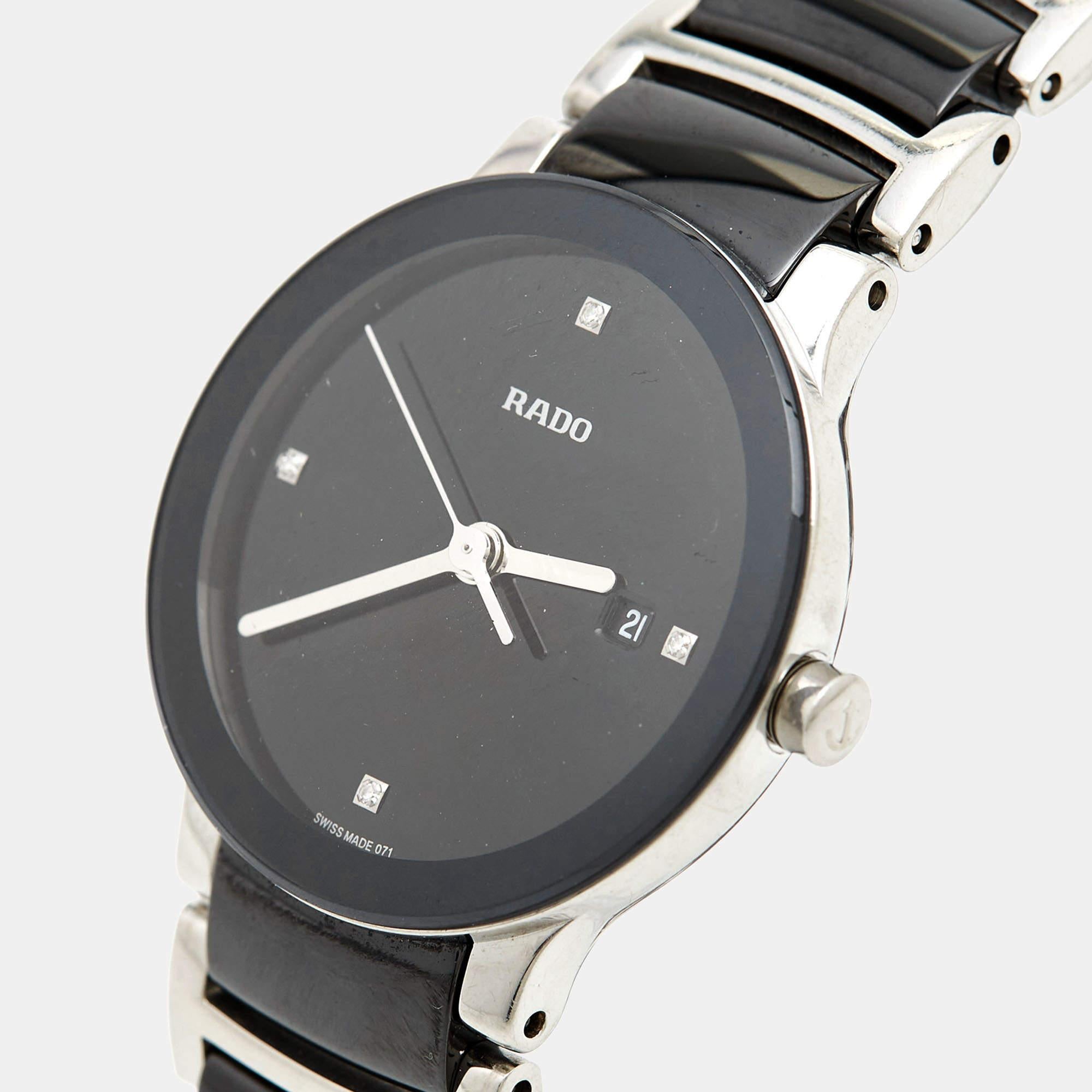 Rado Black Diamond Ceramic Stainless Steel Centrix R30935712 Women's Wristwatch  3