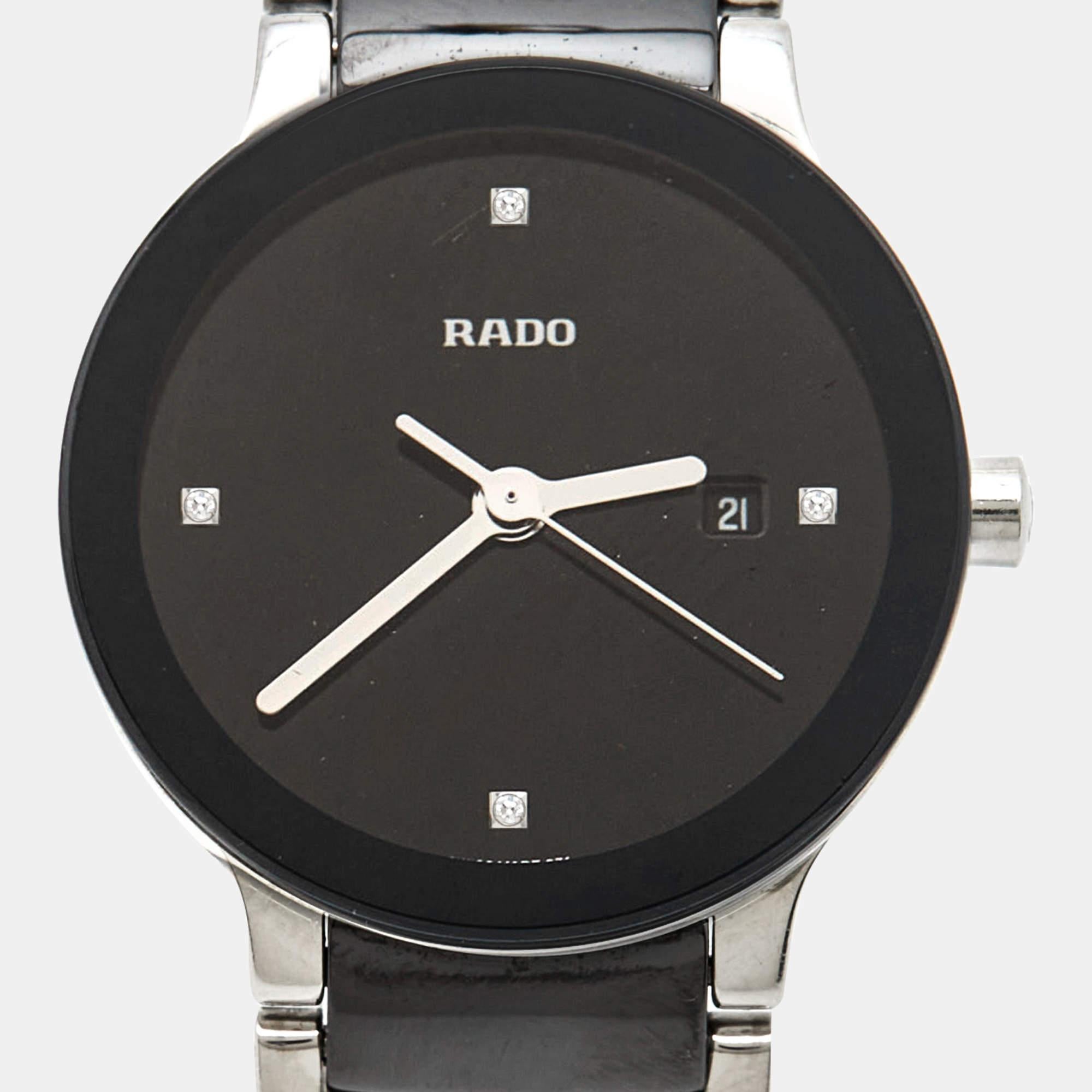 Rado Black Diamond Ceramic Stainless Steel Centrix R30935712 Women's Wristwatch  4