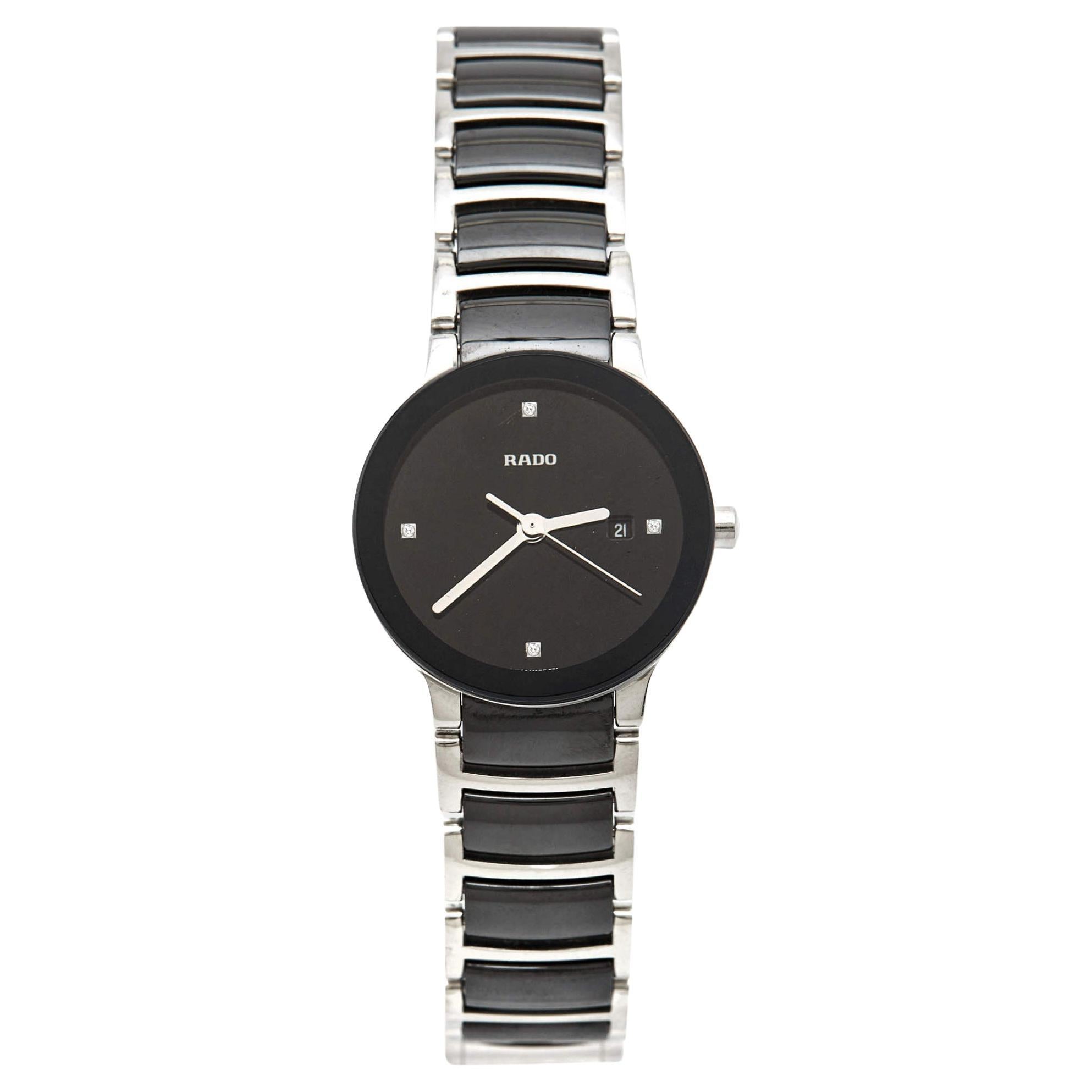 Rado Black Diamond Ceramic Stainless Steel Centrix R30935712 Women's Wristwatch 