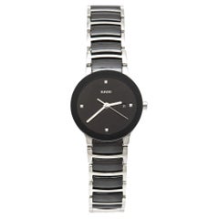 Used Rado Black Diamond Ceramic Stainless Steel Centrix R30935712 Women's Wristwatch 