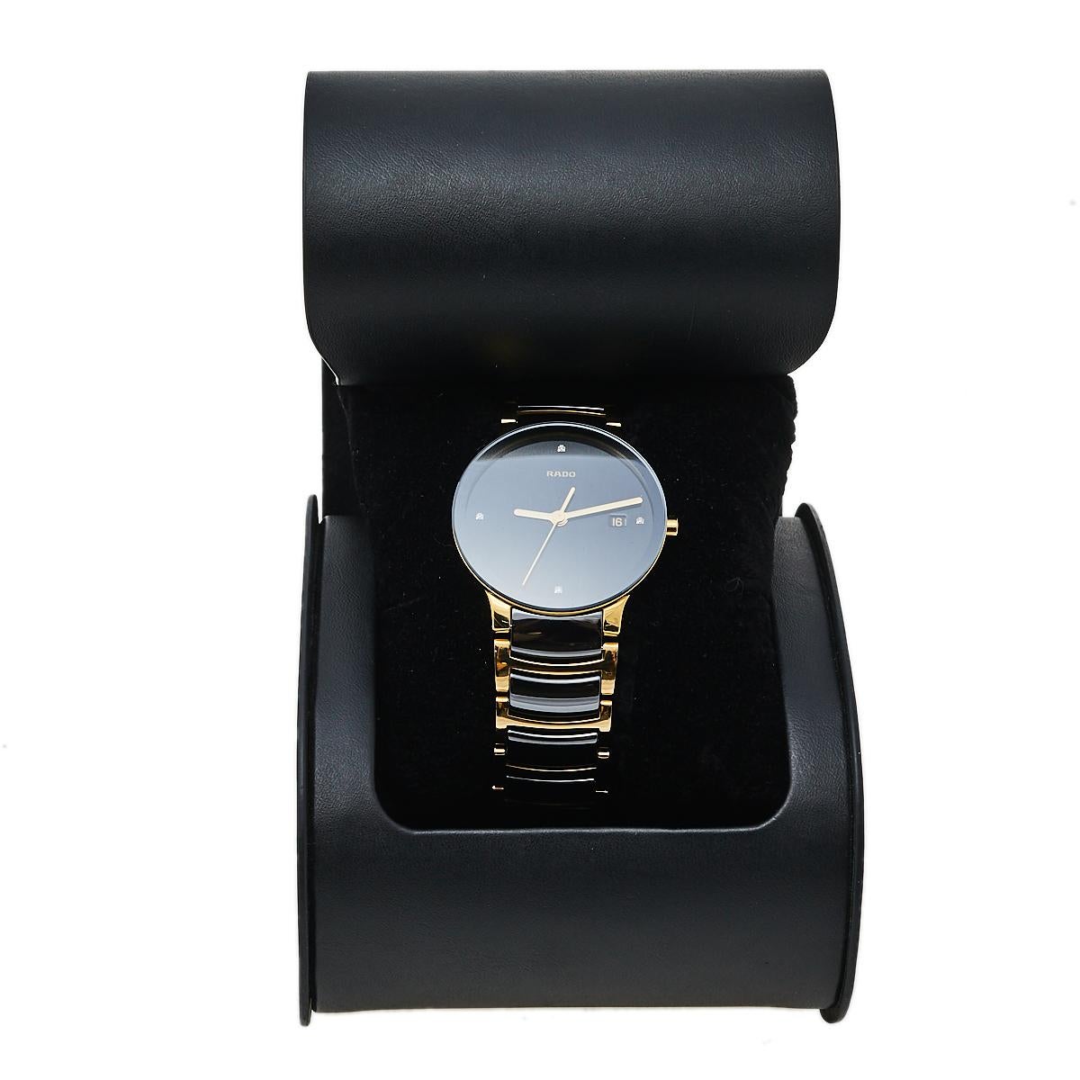Rado Black Gold PVD Ceramic Centrix Jubile 115.0929.3 Men's Wristwatch 38 mm 3