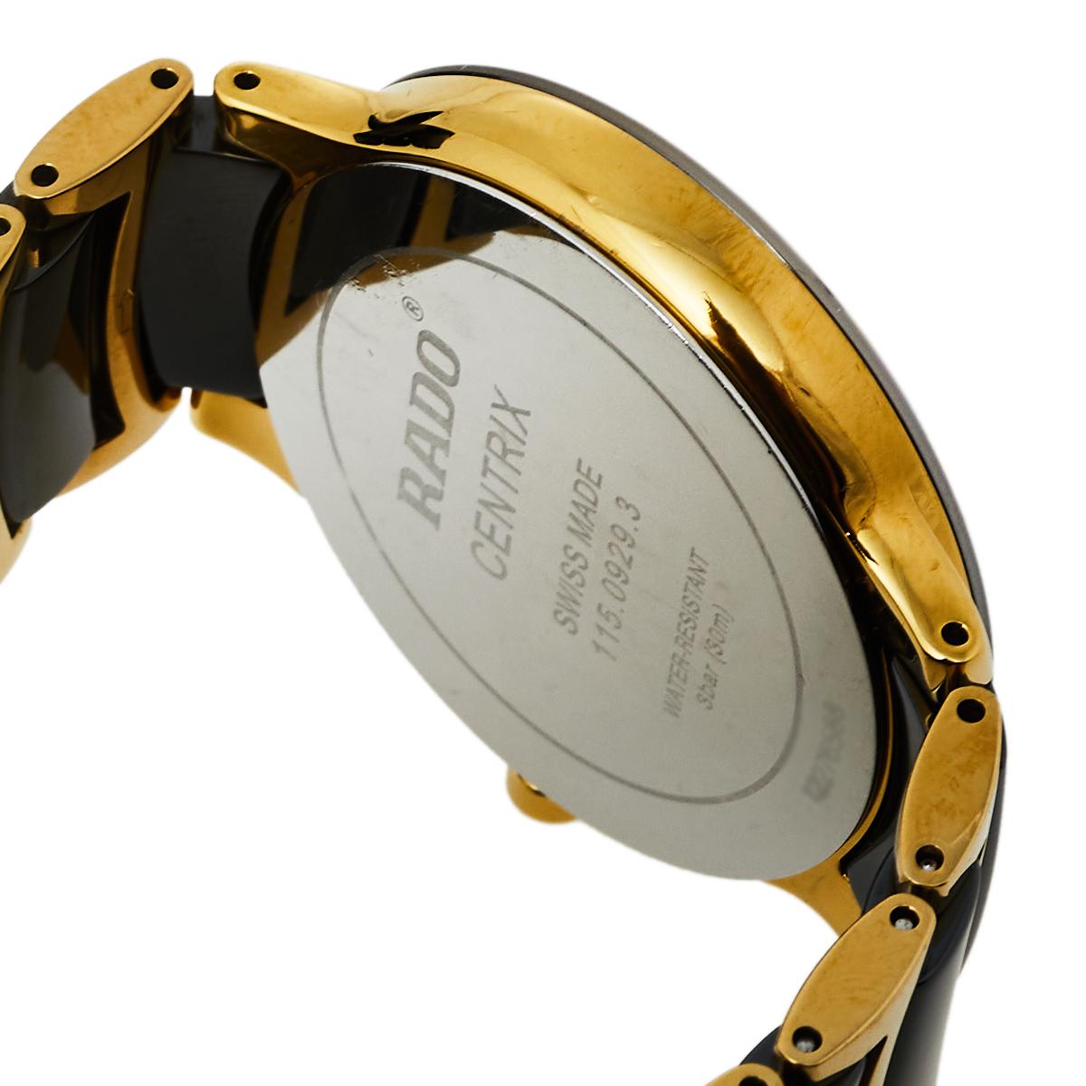 Rado Black Gold PVD Ceramic Centrix Jubile 115.0929.3 Men's Wristwatch 38 mm In Good Condition In Dubai, Al Qouz 2