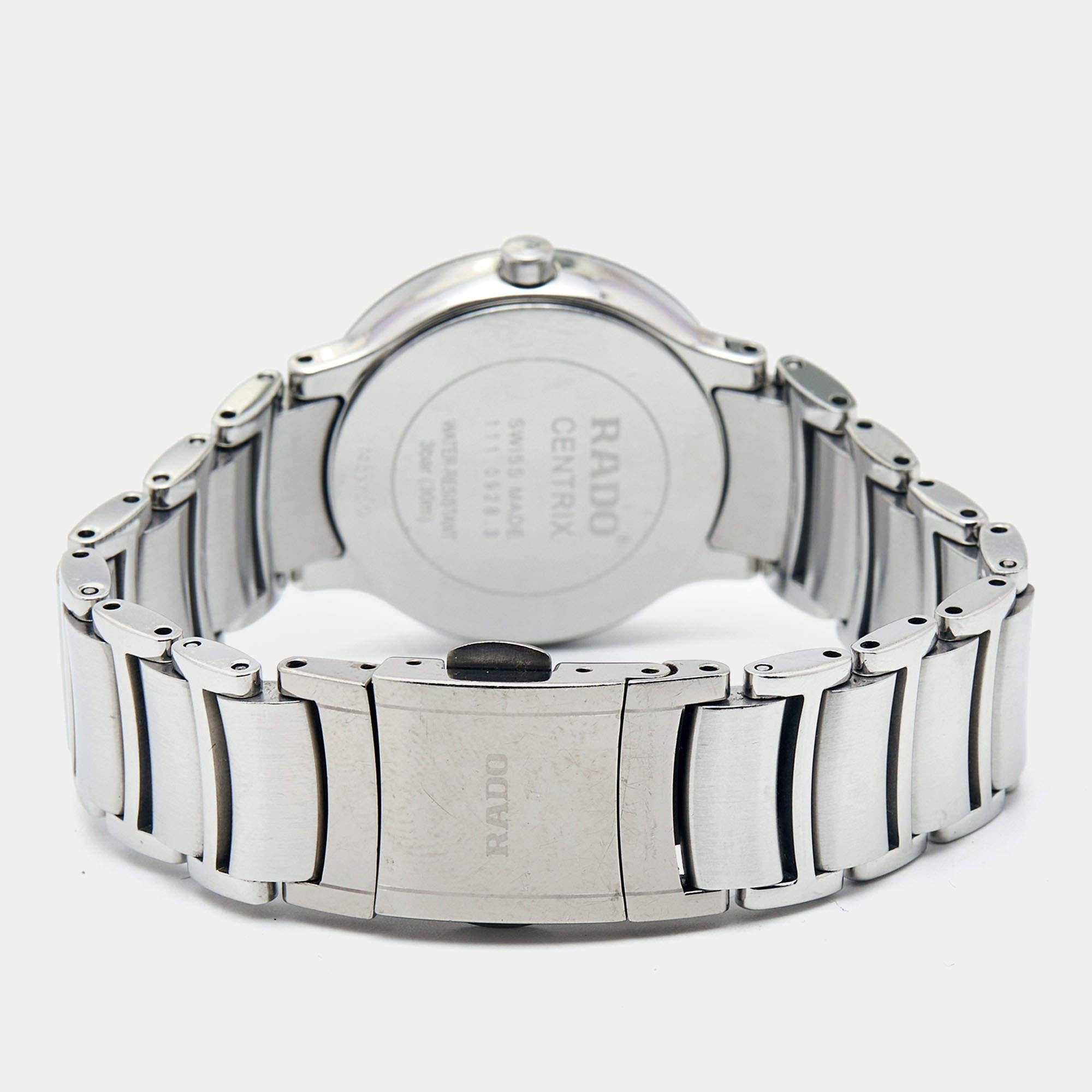 Rado Black Stainless Steel Diamond Centrix R30928713 Women's Wristwatch 28 mm For Sale 1