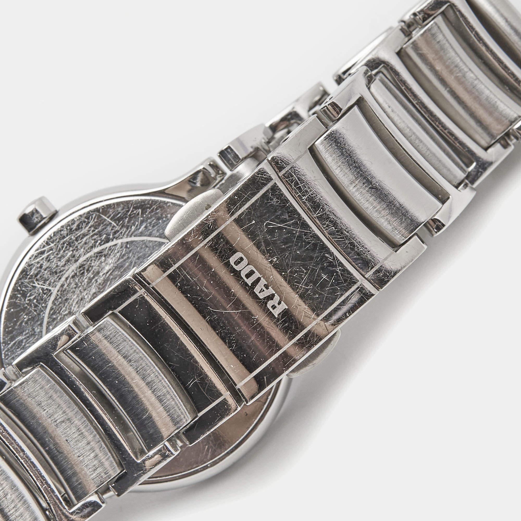 Rado Black Stainless Steel Diamond Centrix R30928713 Women's Wristwatch 28 mm For Sale 2