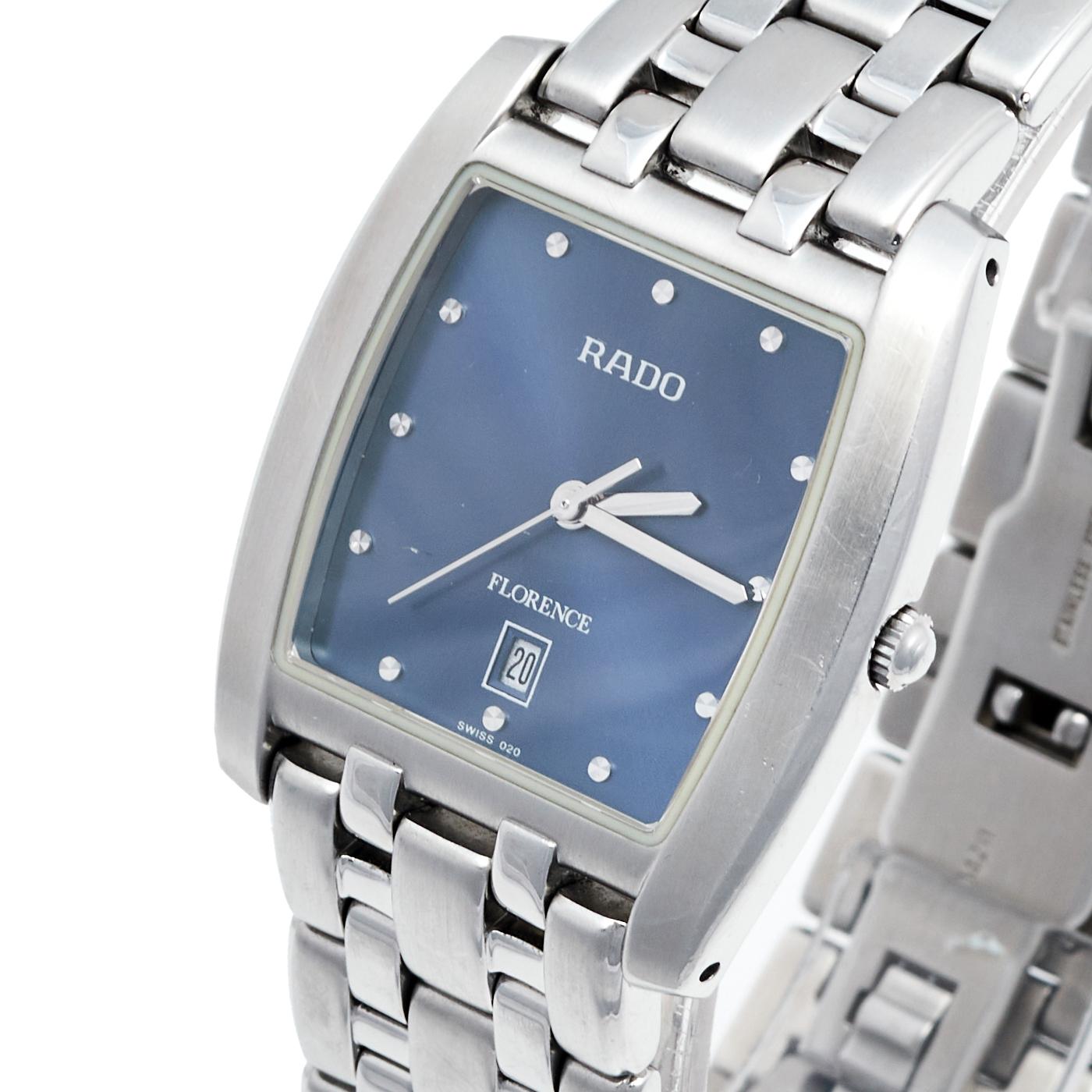 rado blue dial watch