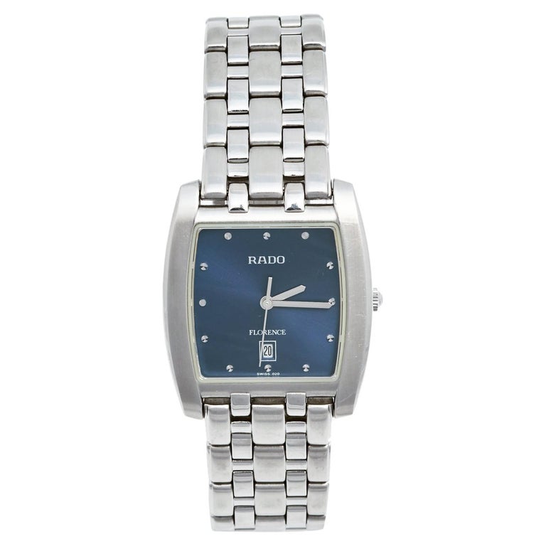 Rado Blue Stainless Steel Florence 152.3724.4 Men's Wristwatch 30 mm at  1stDibs | rado florence square, رادو فلورنس, rado florence precio