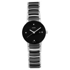 Rado Centrix Montre pour femme 28 mm en acier, céramique, cadran à diamants noirs R30935712