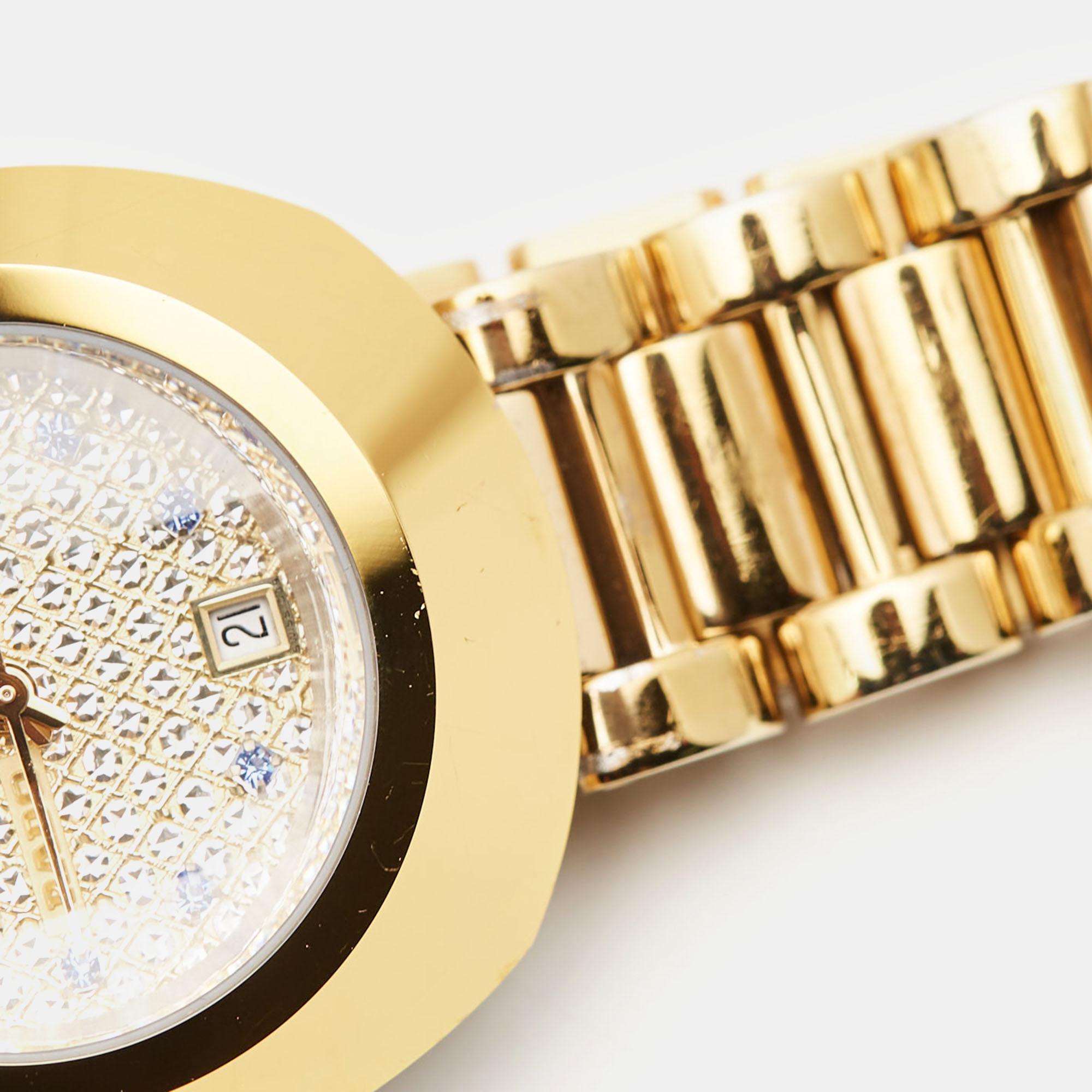 Rado Champagne Tungsten Gold Plated Stainless DiaStar Women's Wristwatch 27.30mm 6
