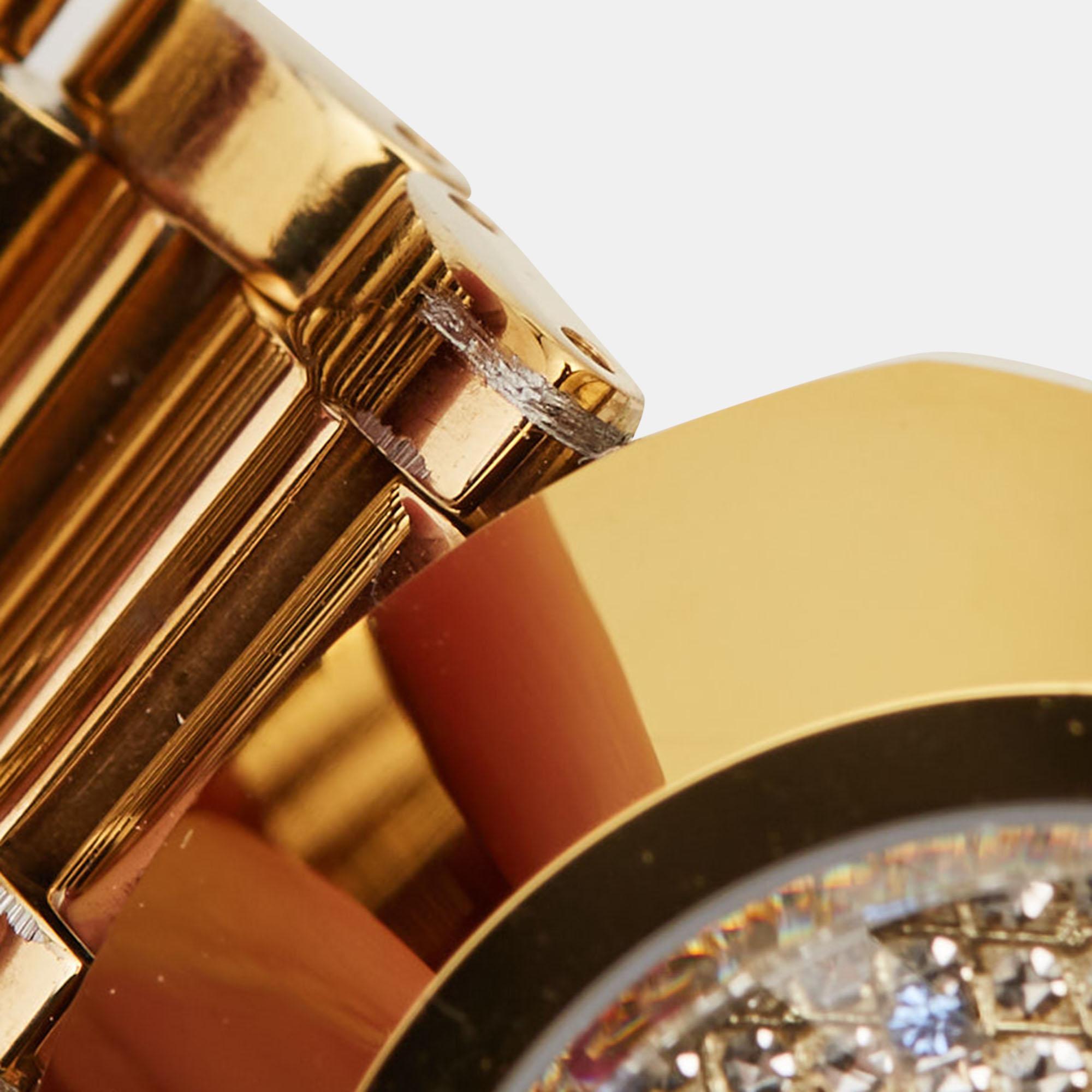 Contemporary Rado Champagne Tungsten Gold Plated Stainless DiaStar Women's Wristwatch 27.30mm