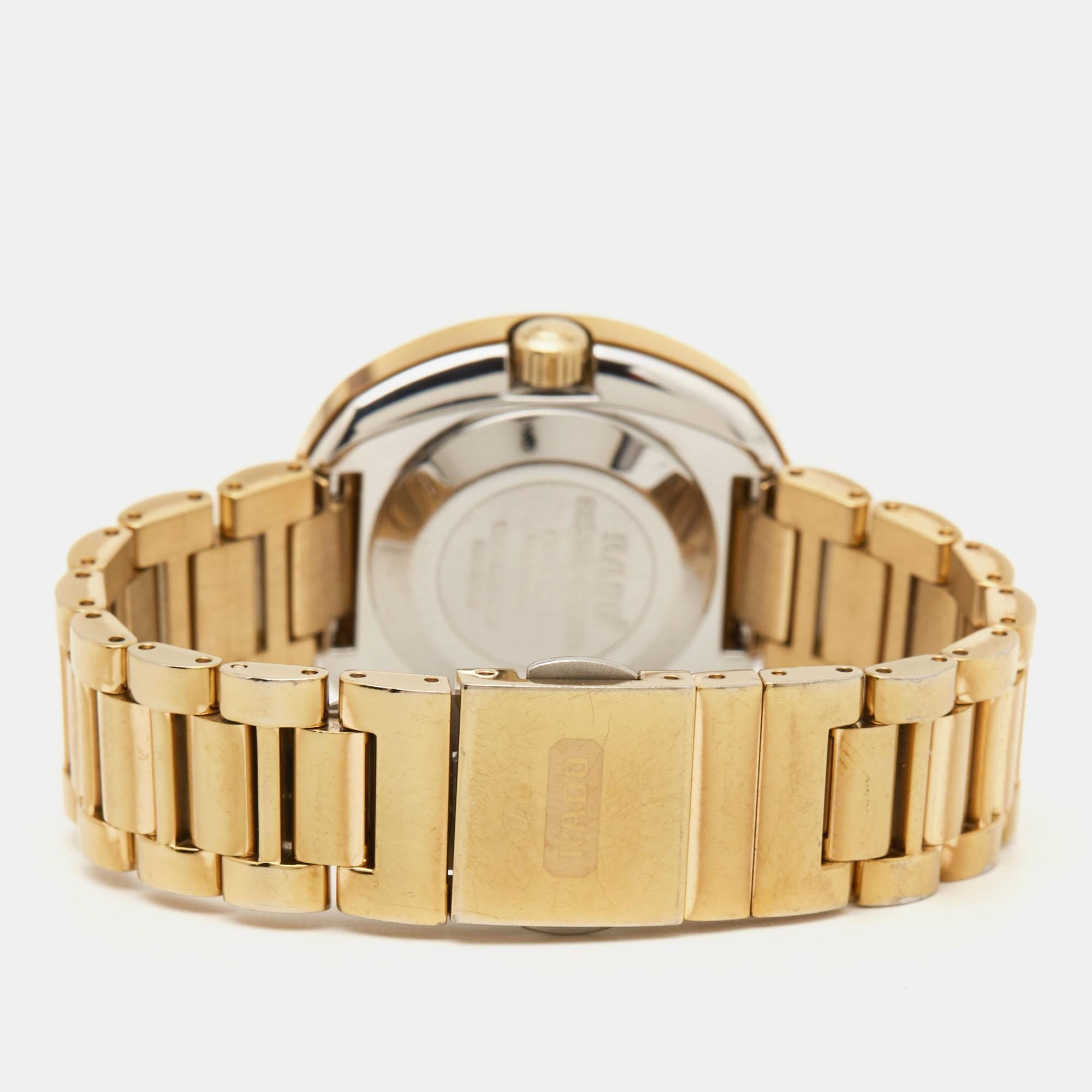 Rado Champagne Tungsten Gold Plated Stainless DiaStar Women's Wristwatch 27.30mm In Good Condition In Dubai, Al Qouz 2