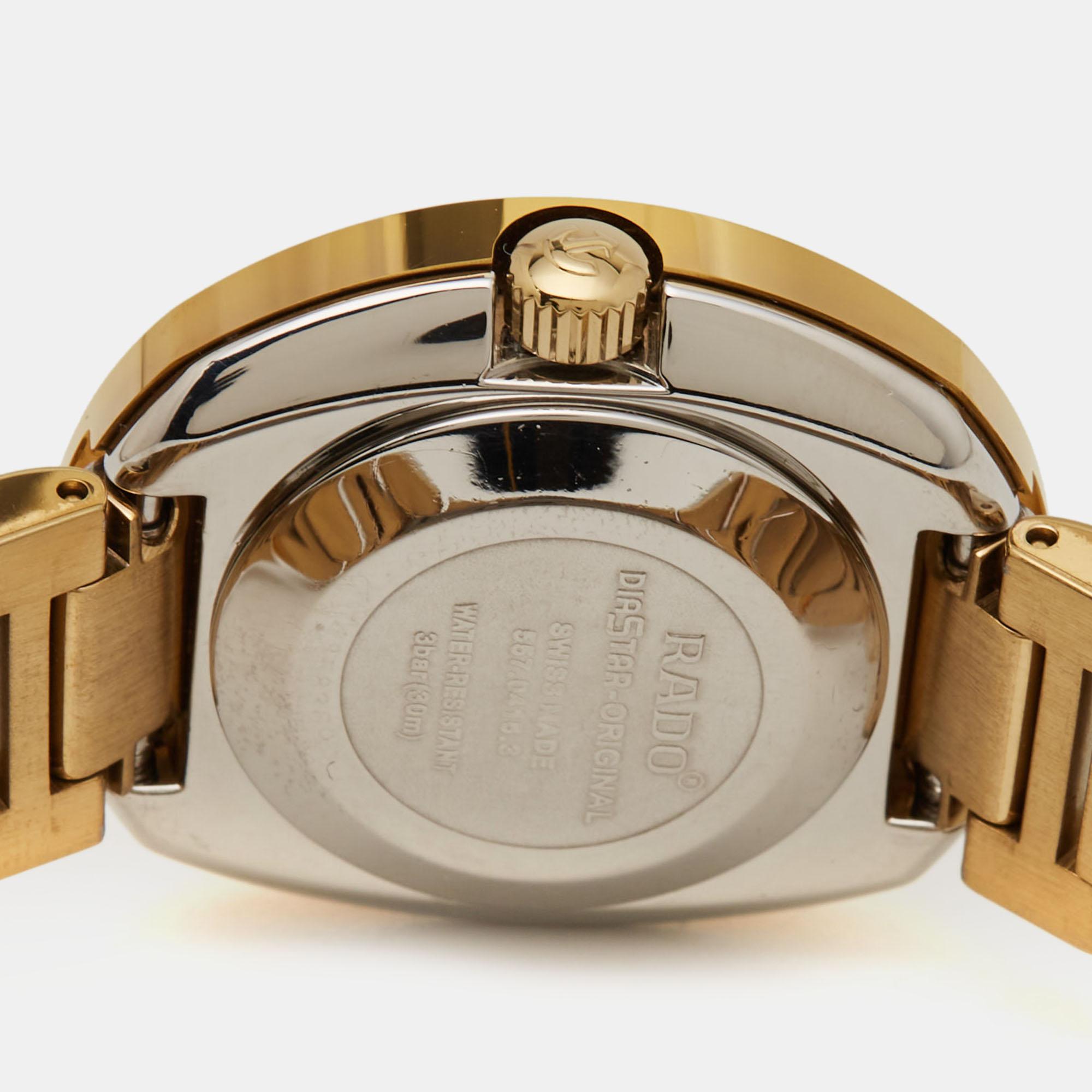 Rado Champagne Tungsten Gold Plated Stainless DiaStar Women's Wristwatch 27.30mm 1