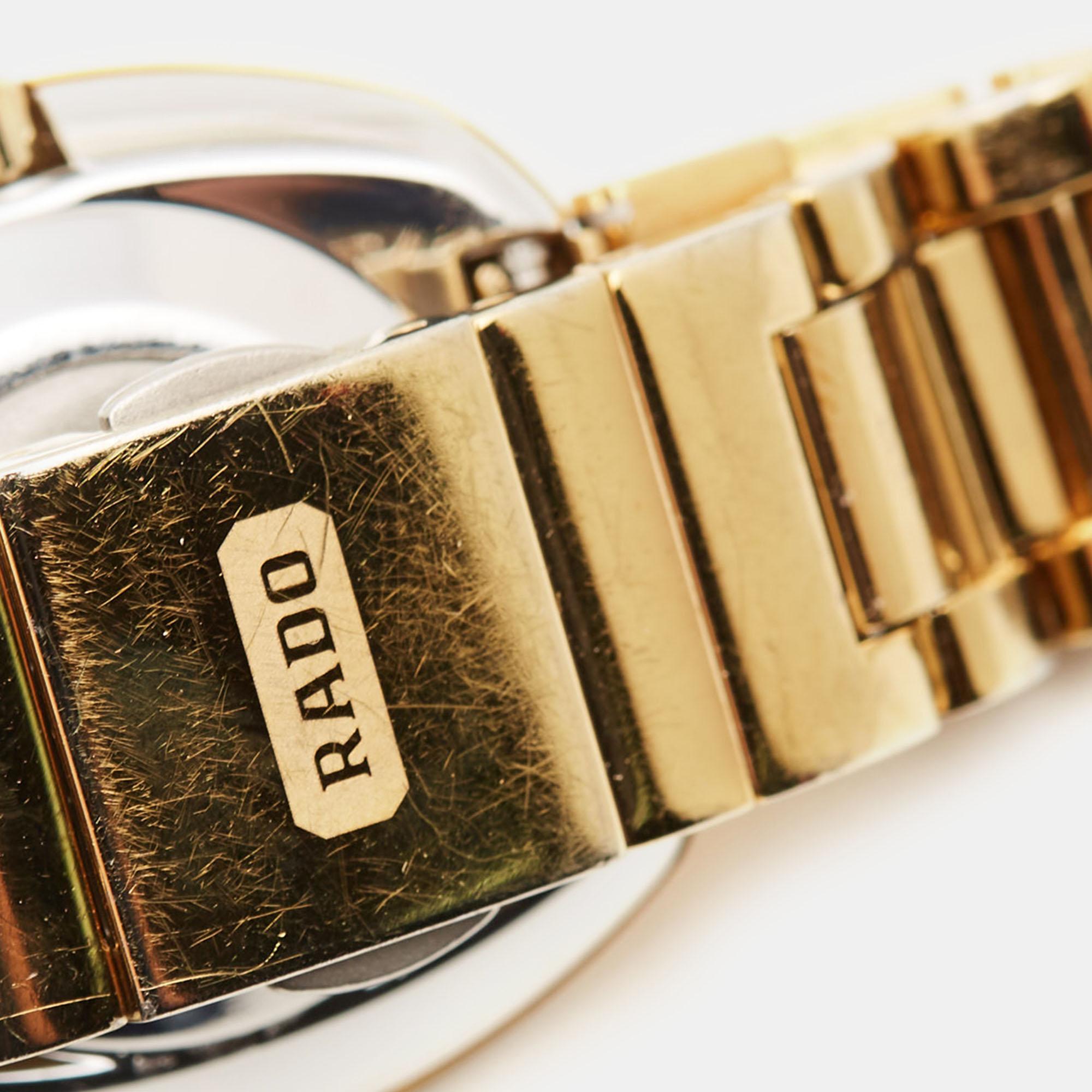 Rado Champagne Tungsten Gold Plated Stainless DiaStar Women's Wristwatch 27.30mm 4