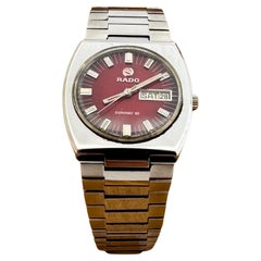 Used Rado CONWAY 30 watch Automatic Rare Red Dial Day / Date Stainless Steel Watch