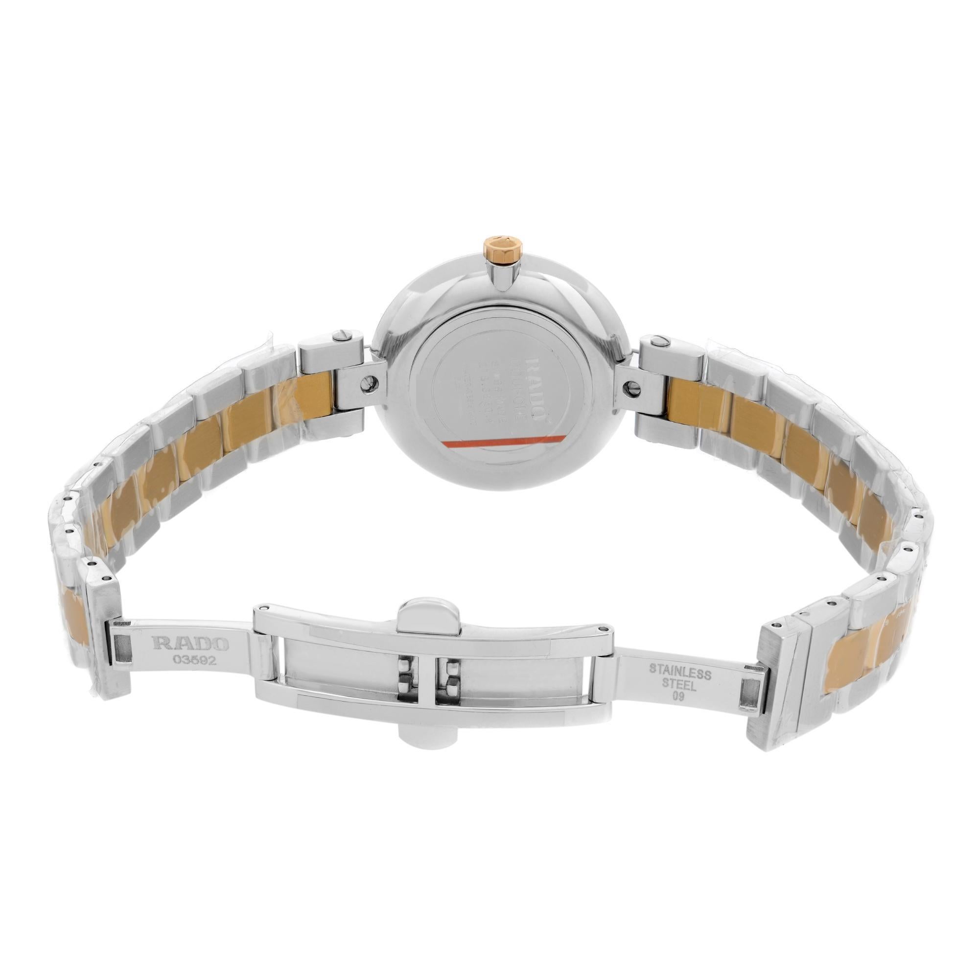 Rado Coupole M Two-Tone Steel Mirror Diamond Dial Ladies Quartz Watch R22850703 2