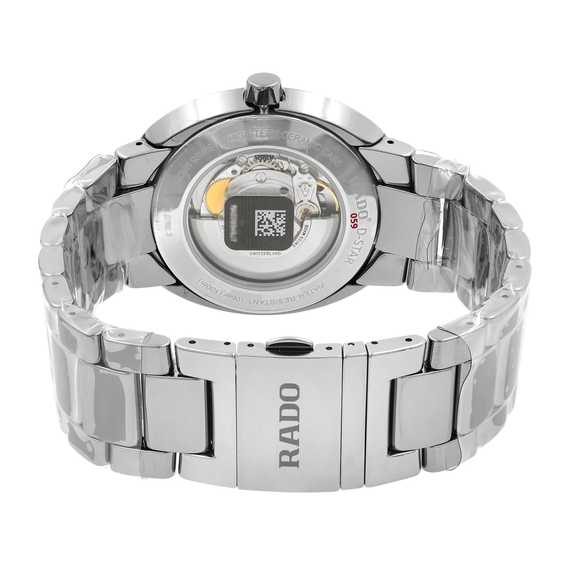 Rado D-Star Automatic Grey Dial Ceramic Men's Watch R15760112 2