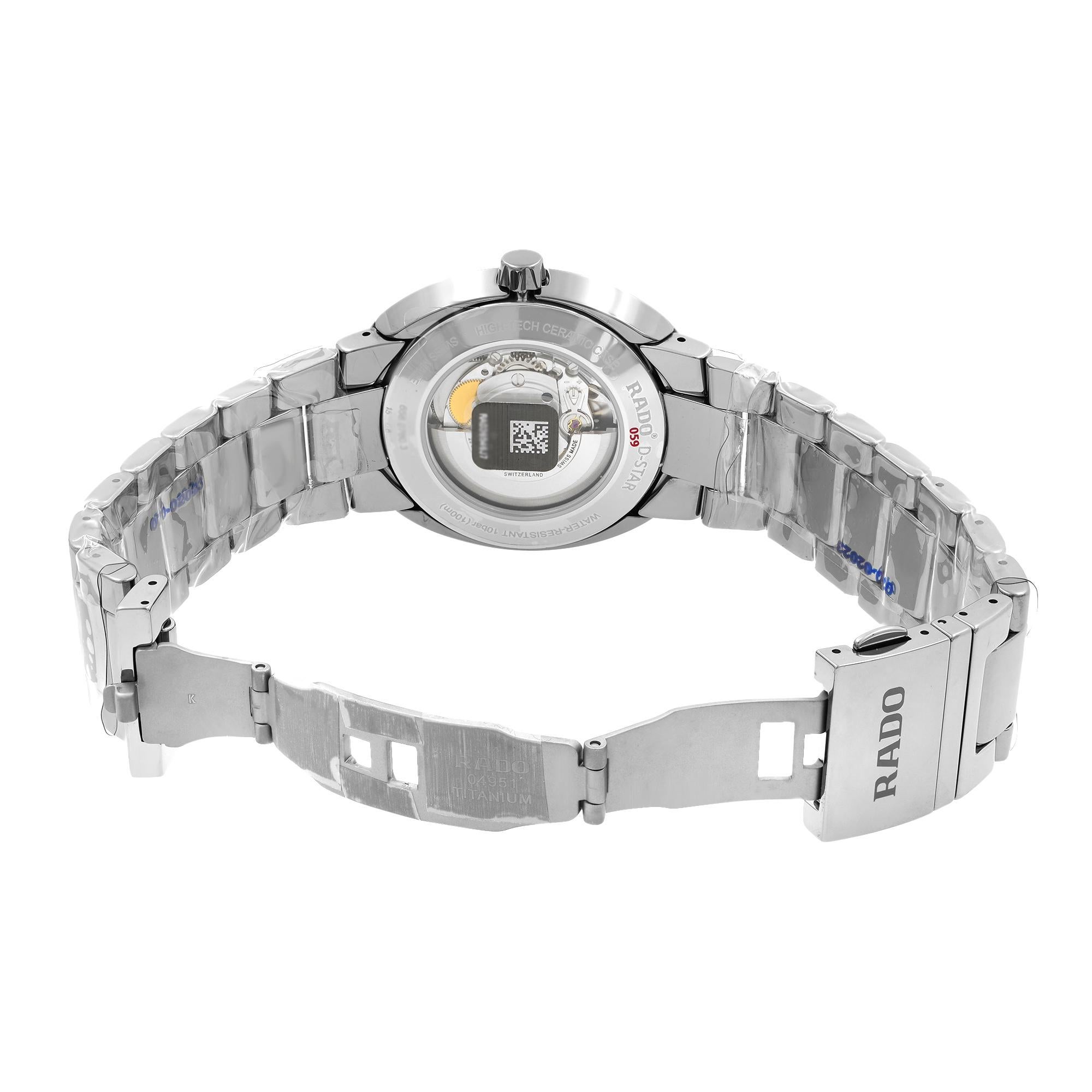 Rado D-Star Automatic Grey Dial Ceramic Men's Watch R15760112 3