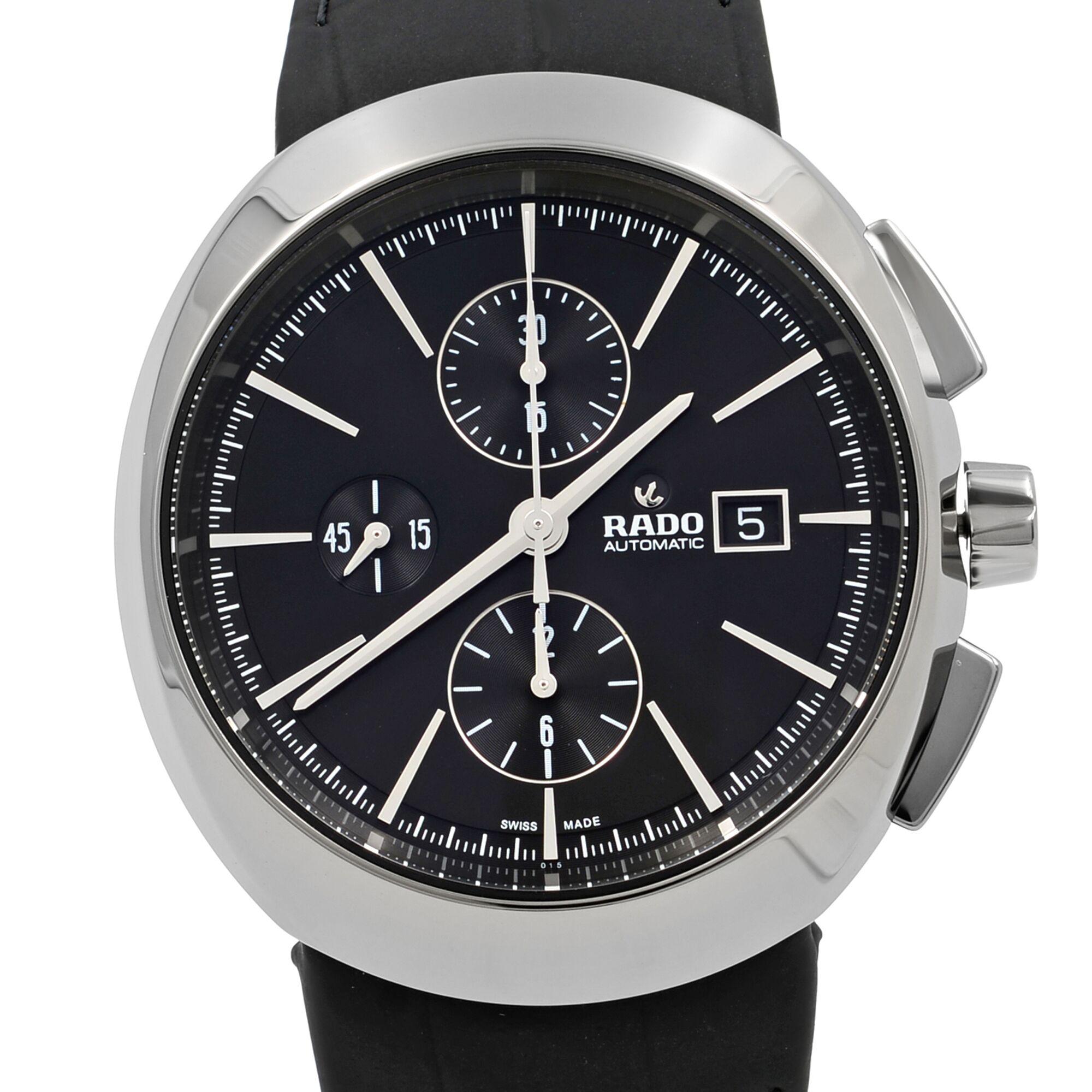 This brand new Rado D-Star R15556155 is a beautiful men's timepiece that is powered by an automatic movement which is cased in a ceramic case. It has a round shape face, chronograph, chronograph hand, date, small seconds subdial dial and has hand 